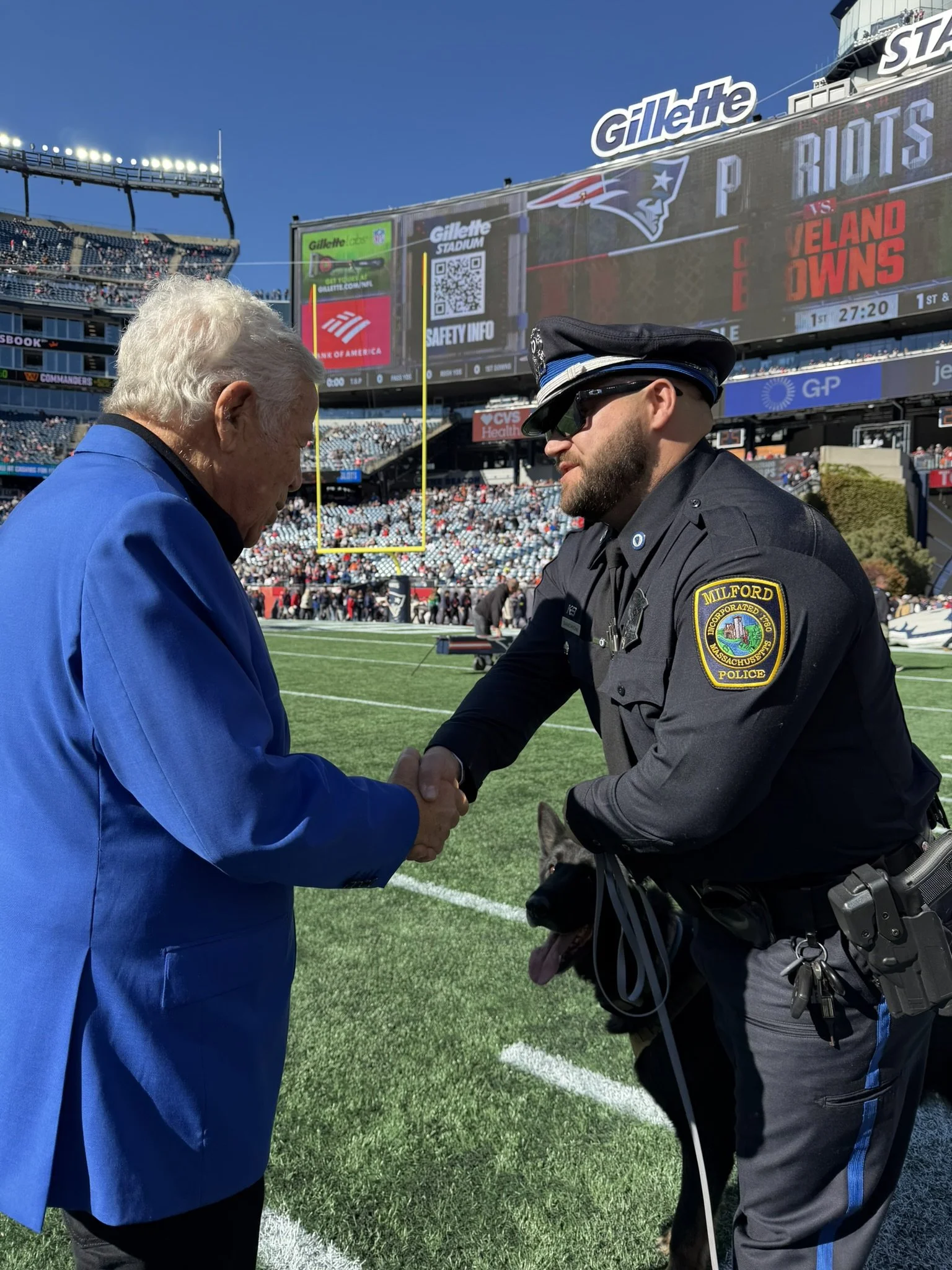 OFFICER BRIAN SANCHIONI AND K-9 TITAN HONORED BY NEW ENGLAND PATRIOTS