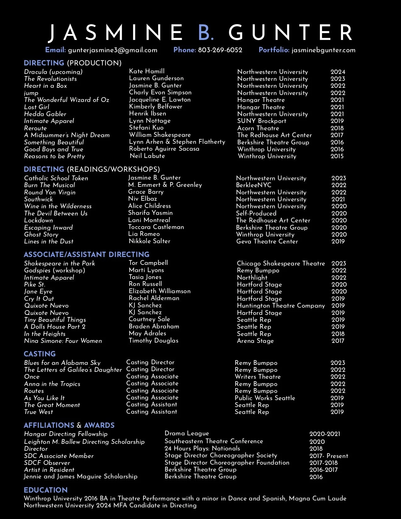 RESUME — JASMINE B. GUNTER