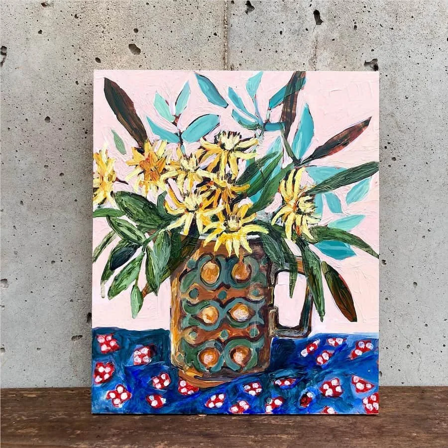 An example of a Botanical Still Life Painting from the still life workshop