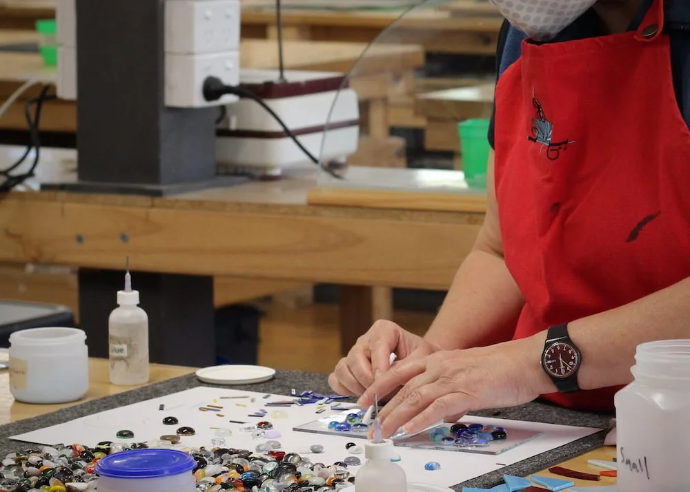 Using Fused glass beads and pieces to design your own fused glass platter