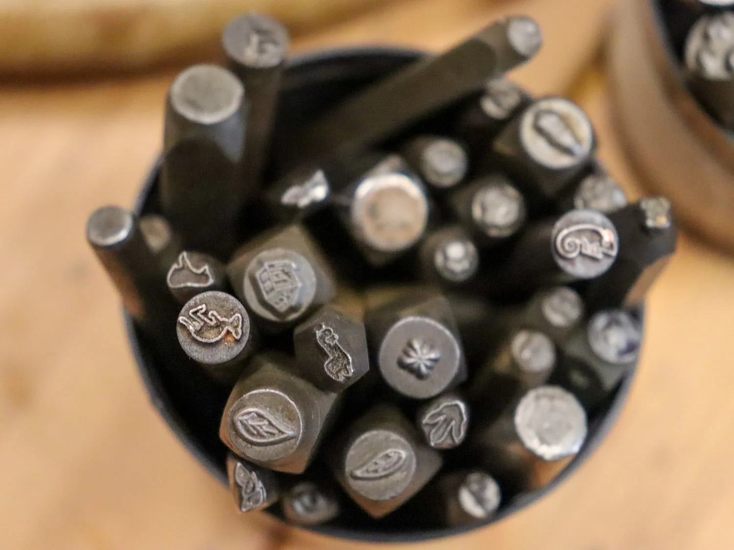 Some of the metal stamps students can use to enhance their sea glass necklaces