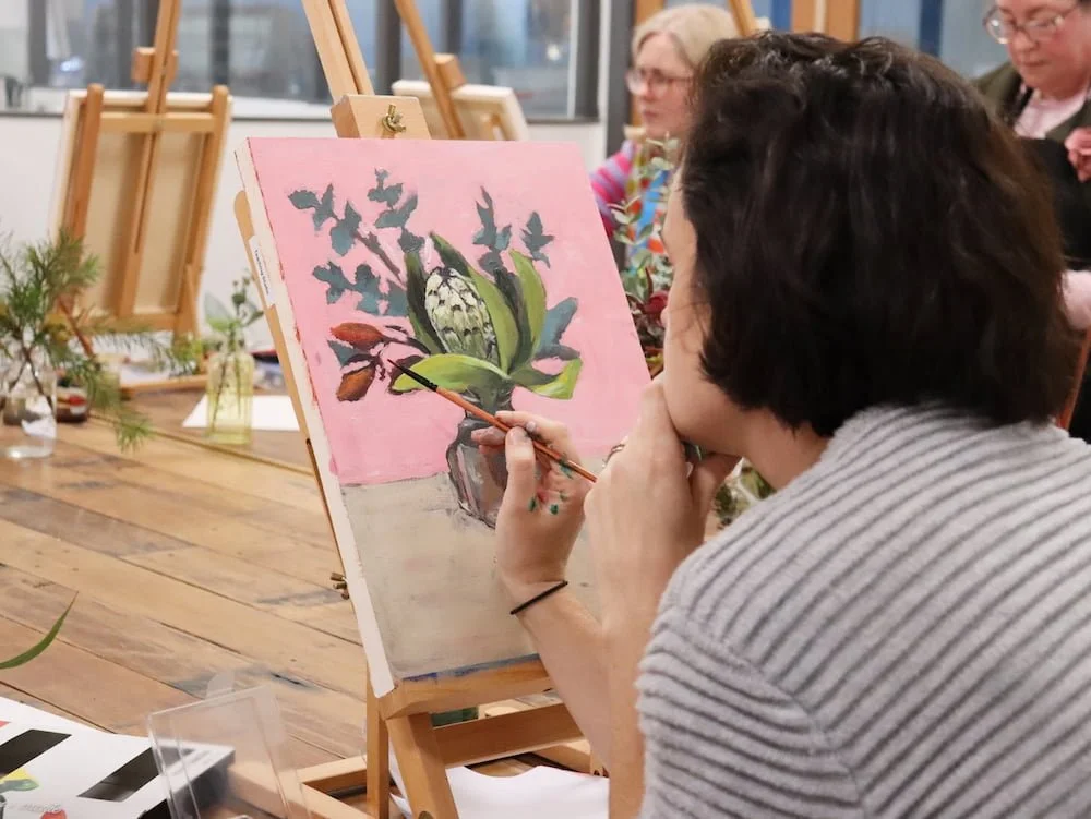 A woman in our Botanical Painting Workshop in Kyneton