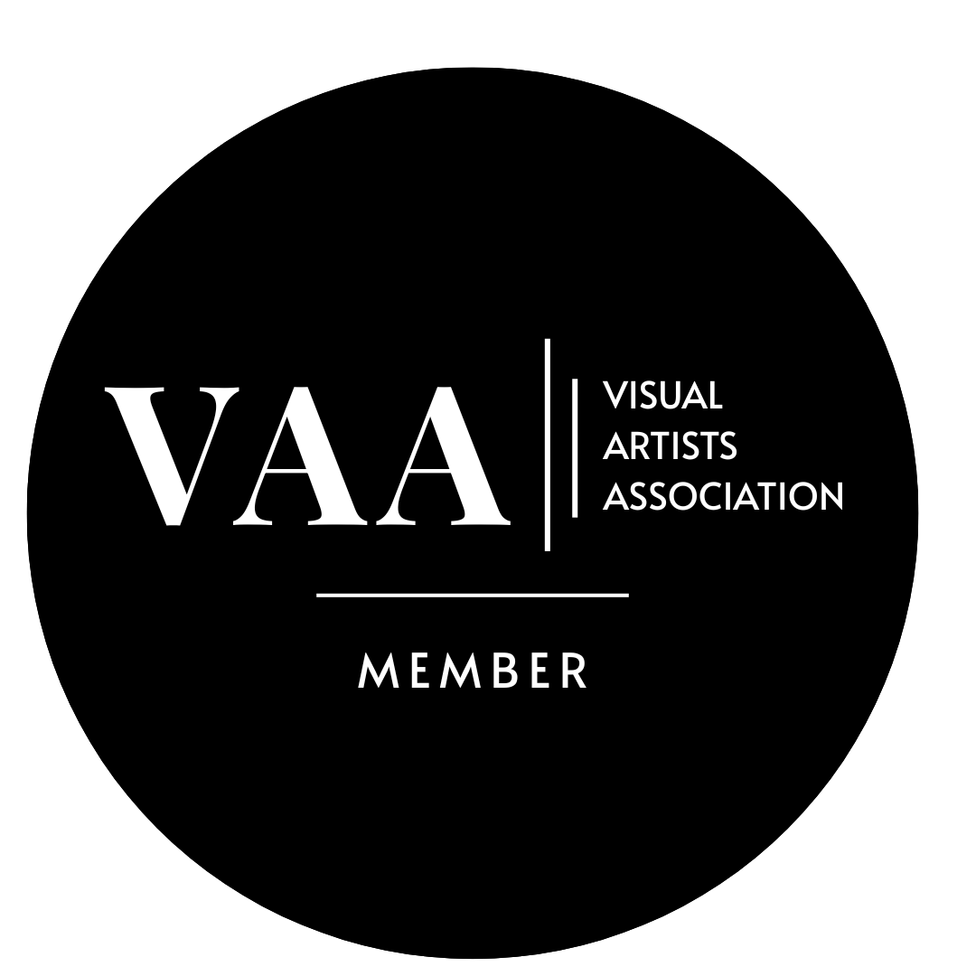 Black background with white text reading 'VAA Visual Artists Association Member' and a vertical white line separating the abbreviation from the full name.