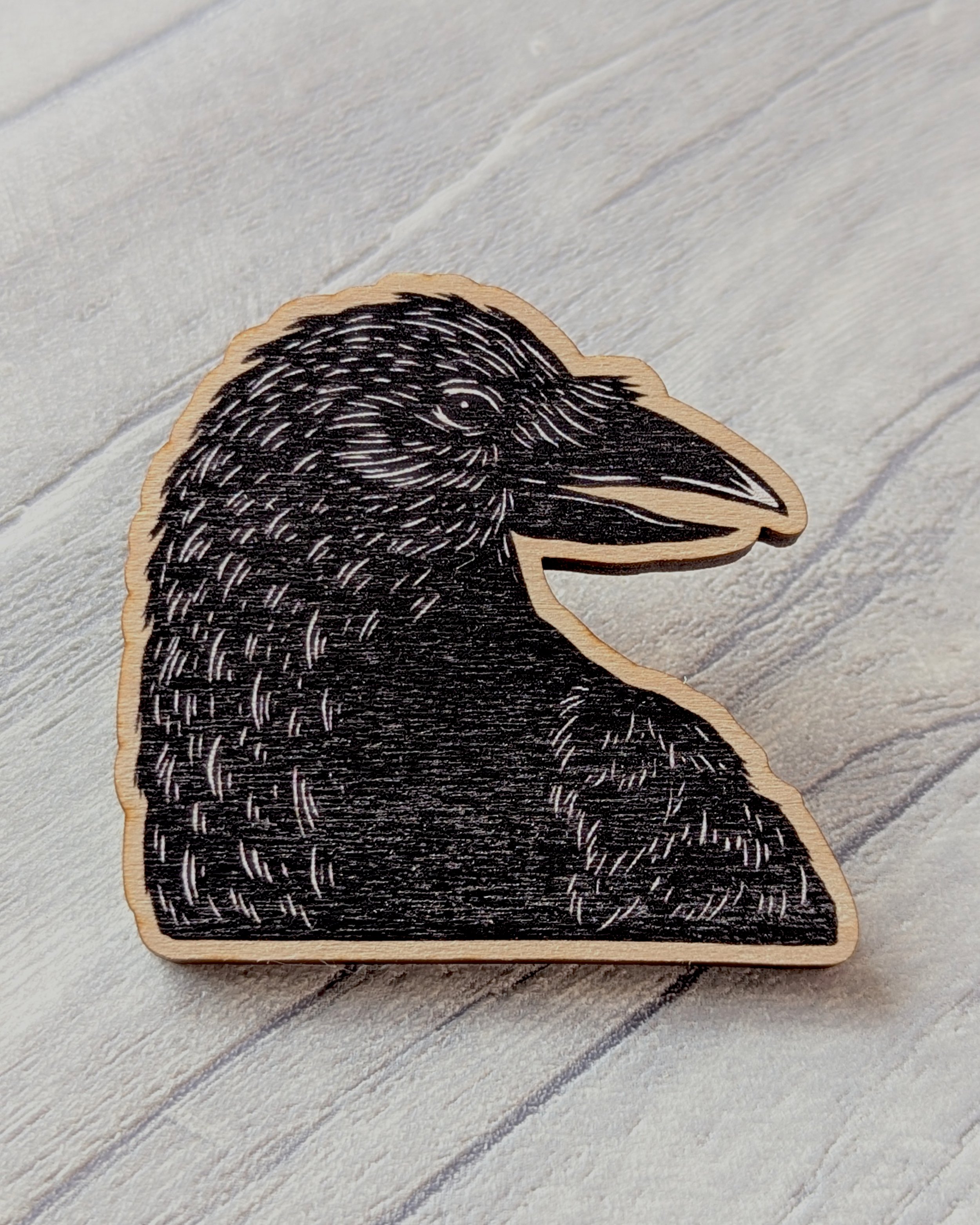 'The Crow' Wooden Pin Badge