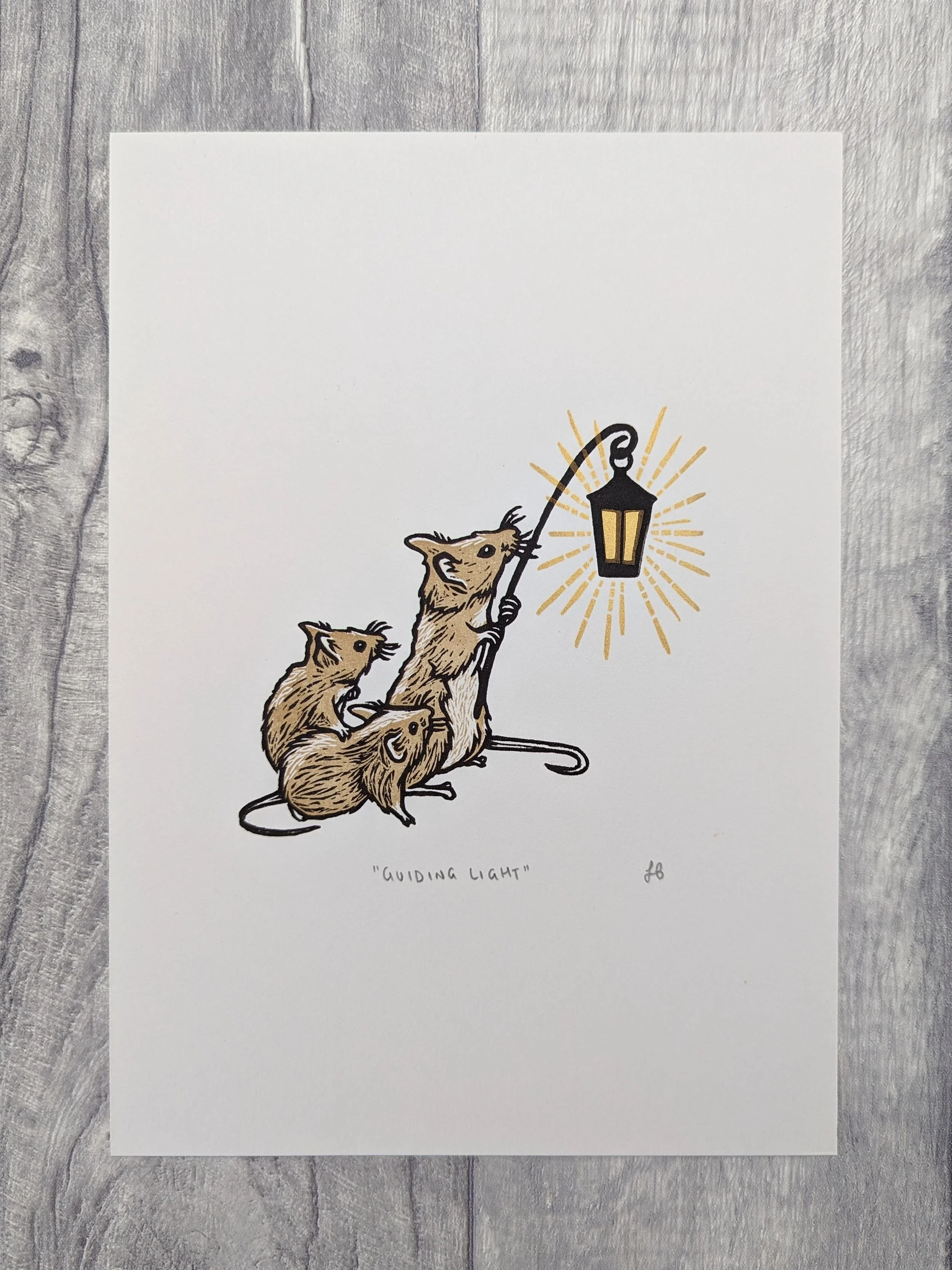 'Guiding Light' Linocut