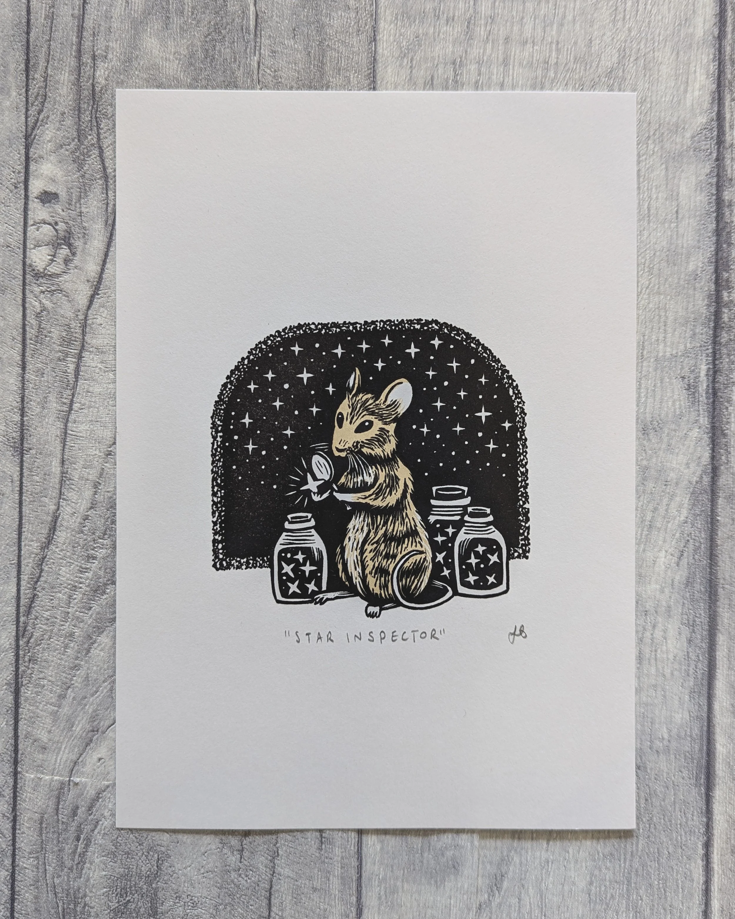 'Star Inspector' Linocut