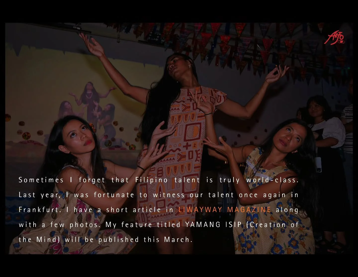 Sometimes I forget that Filipino talent is truly world-class. Last year, I was fortunate to witness our talent once again in Frankfurt. I have a short article in LIWAYWAY Magazine along with a few photos. My feature titled YAMANG ISIP (Creation of th