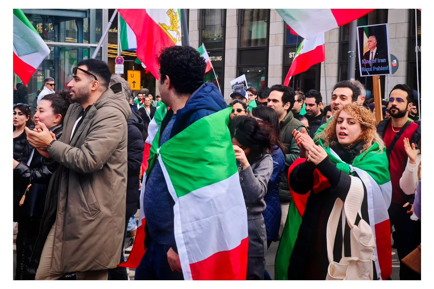 Iranian community in D&uuml;sseldorf celebrates following the death of Supreme Leader Ali Khamenei.

March 01, 2026 D&uuml;sseldorf