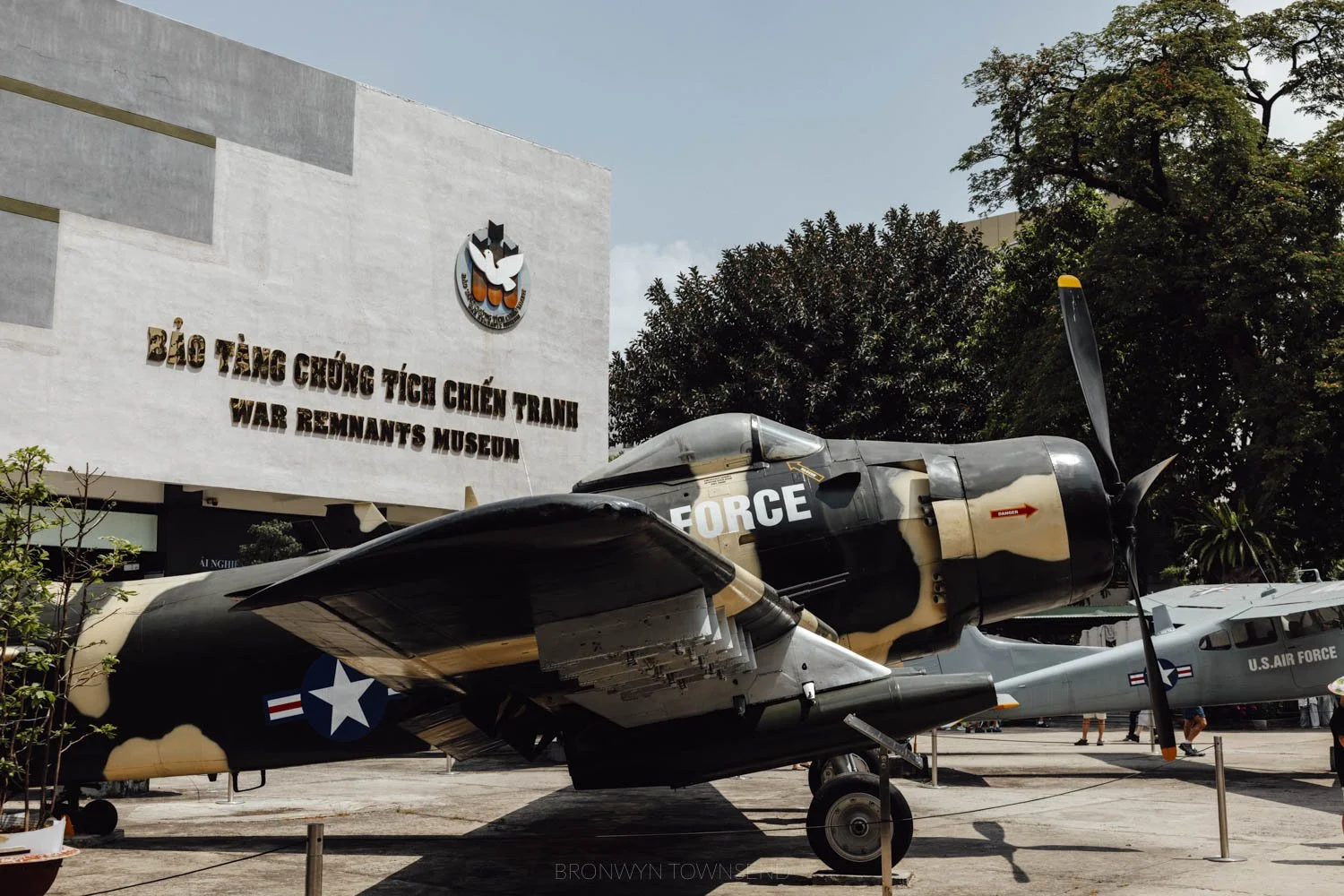 vintage US air force planes outside the war remnants museum in Ho Chi Minh city