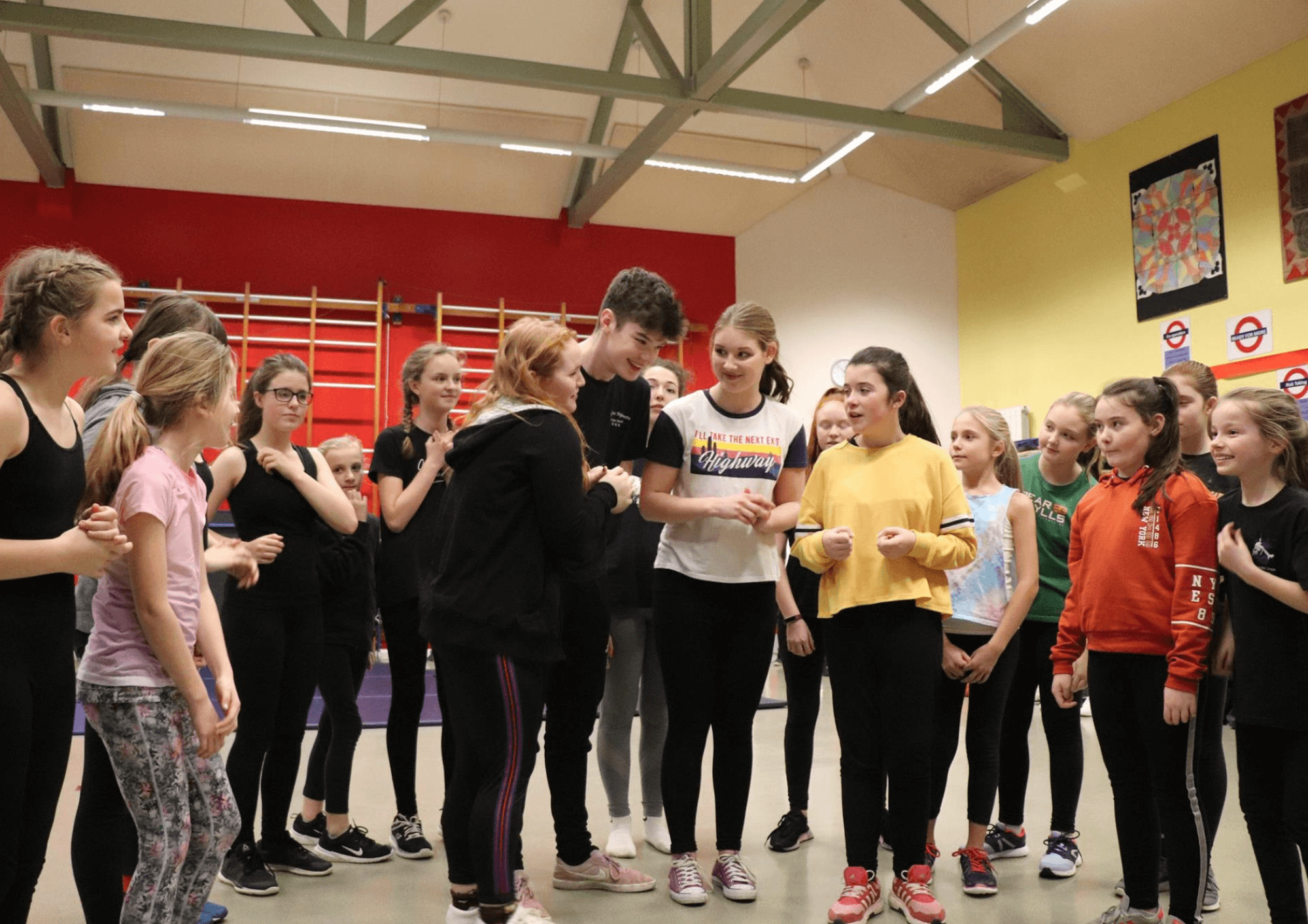 Students rehearsing for a school production at Act One Beginners