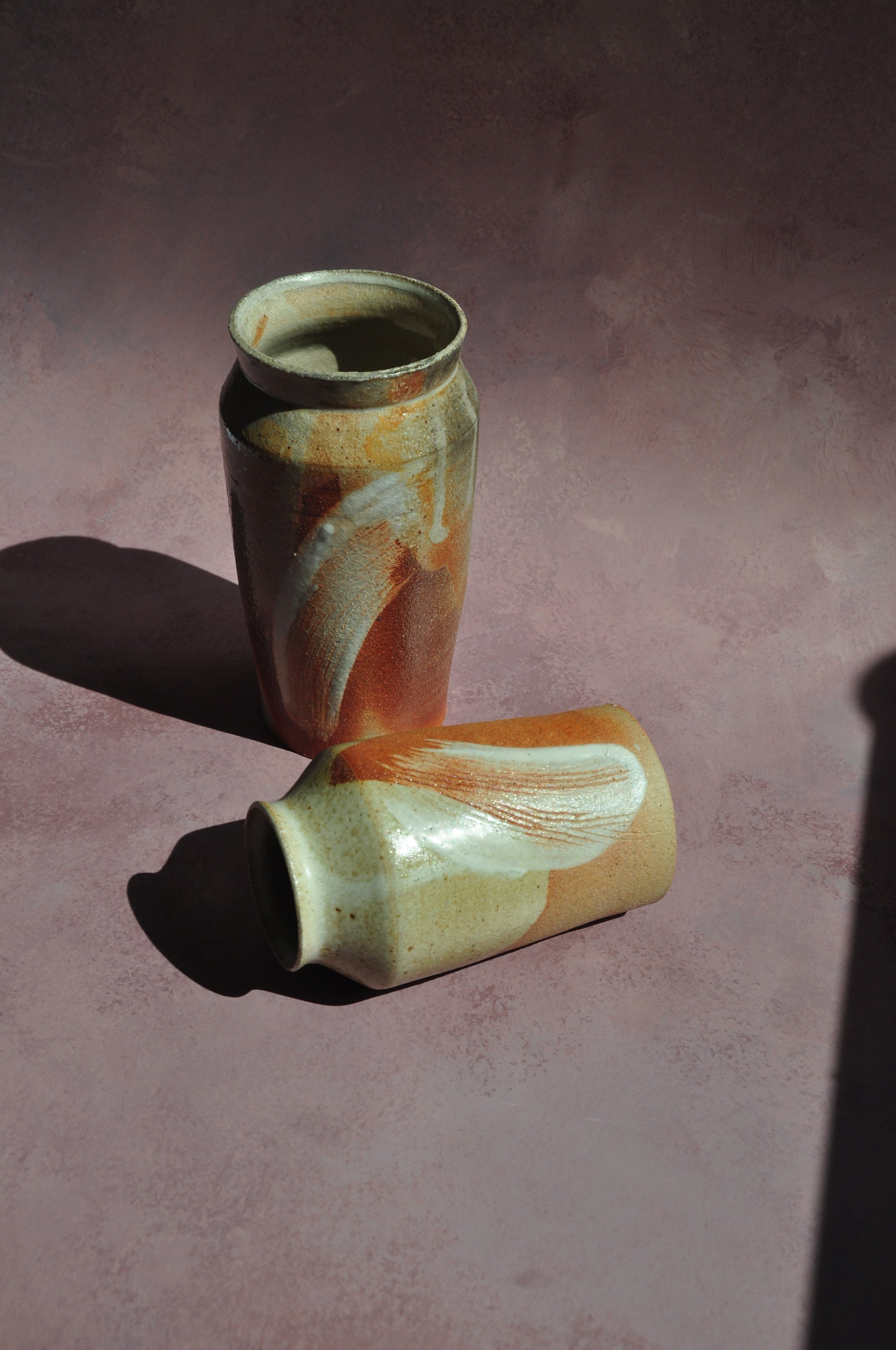 Medium bud vase with porcelain slip
