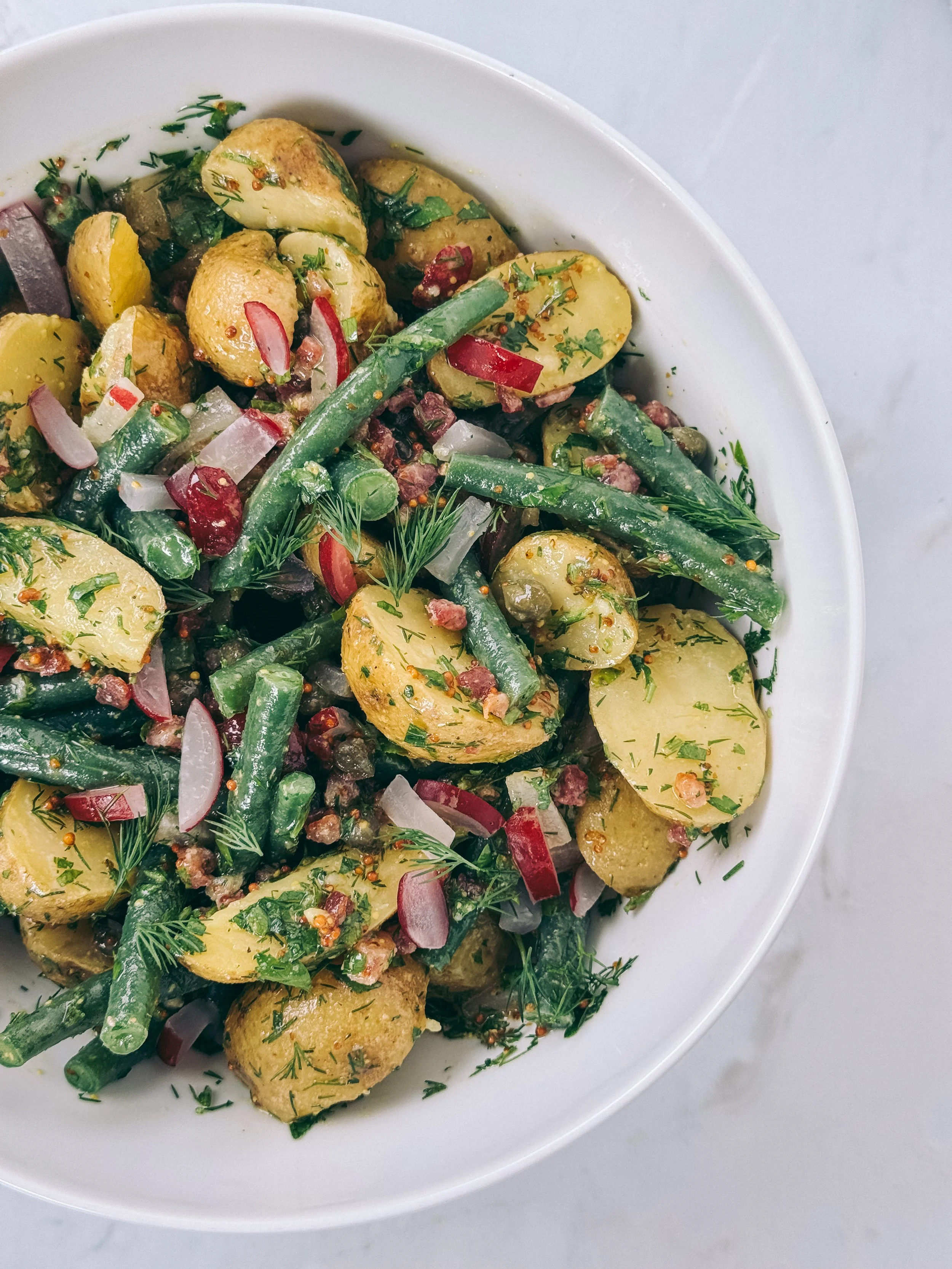Kartoffelsalat mit grünen Bohnen