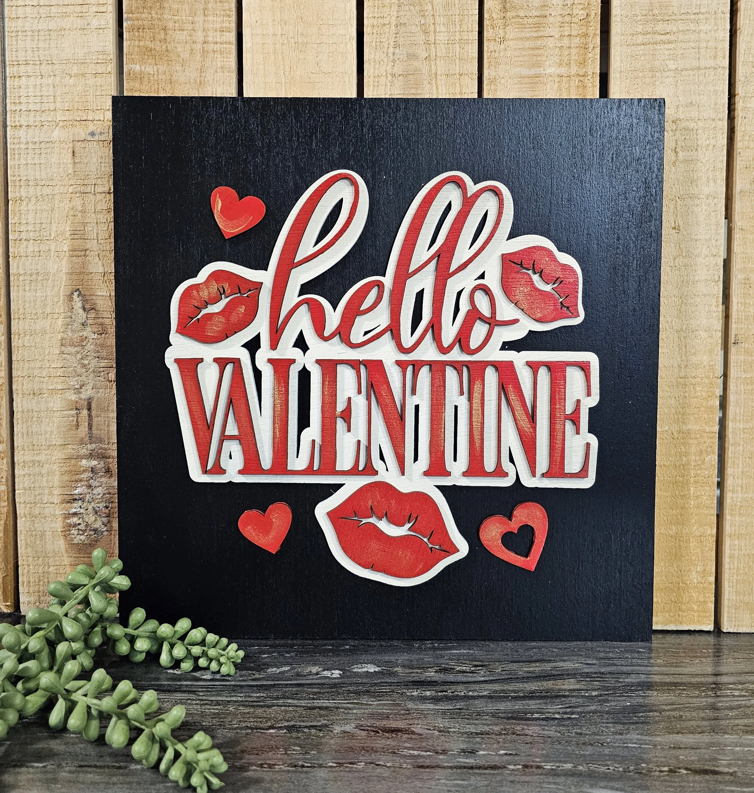 Hello Valentine Lips Ladder Tile
