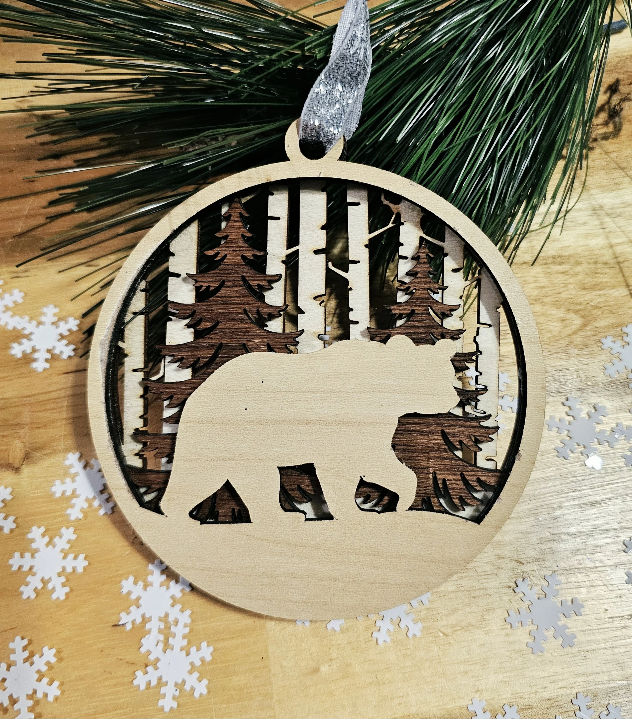 Birch Wood Bear Ornament