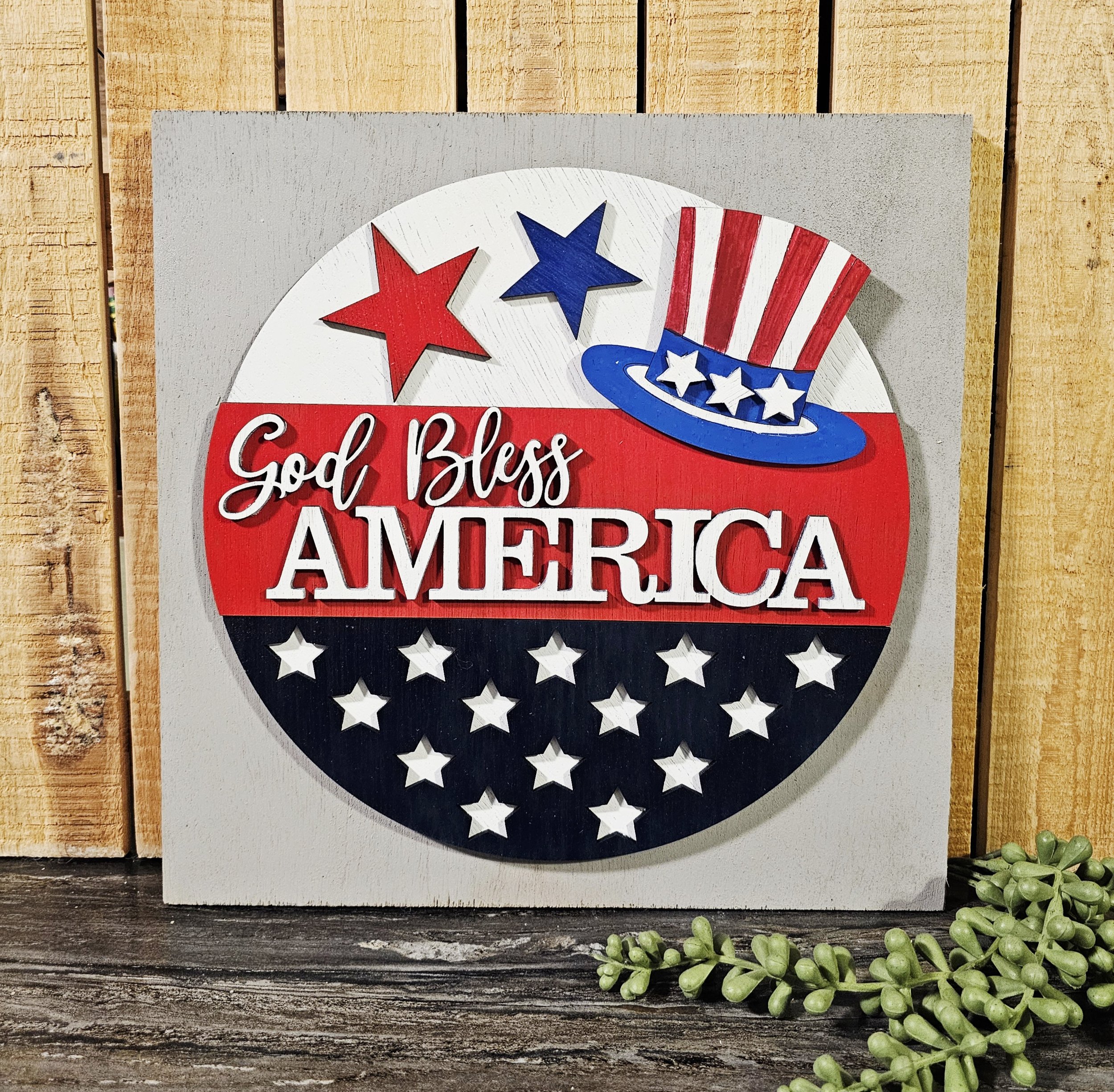 God Bless America Ladder Tile
