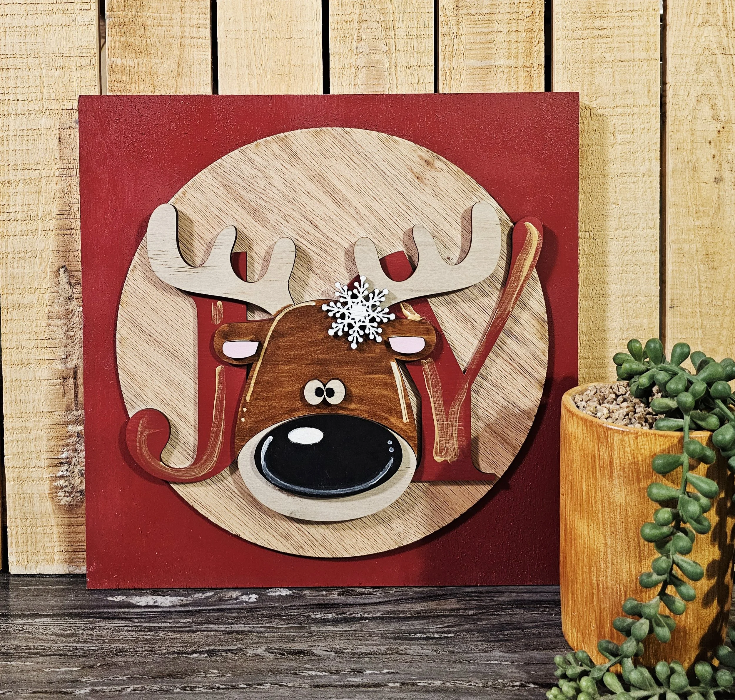 Joy Reindeer Ladder Tile