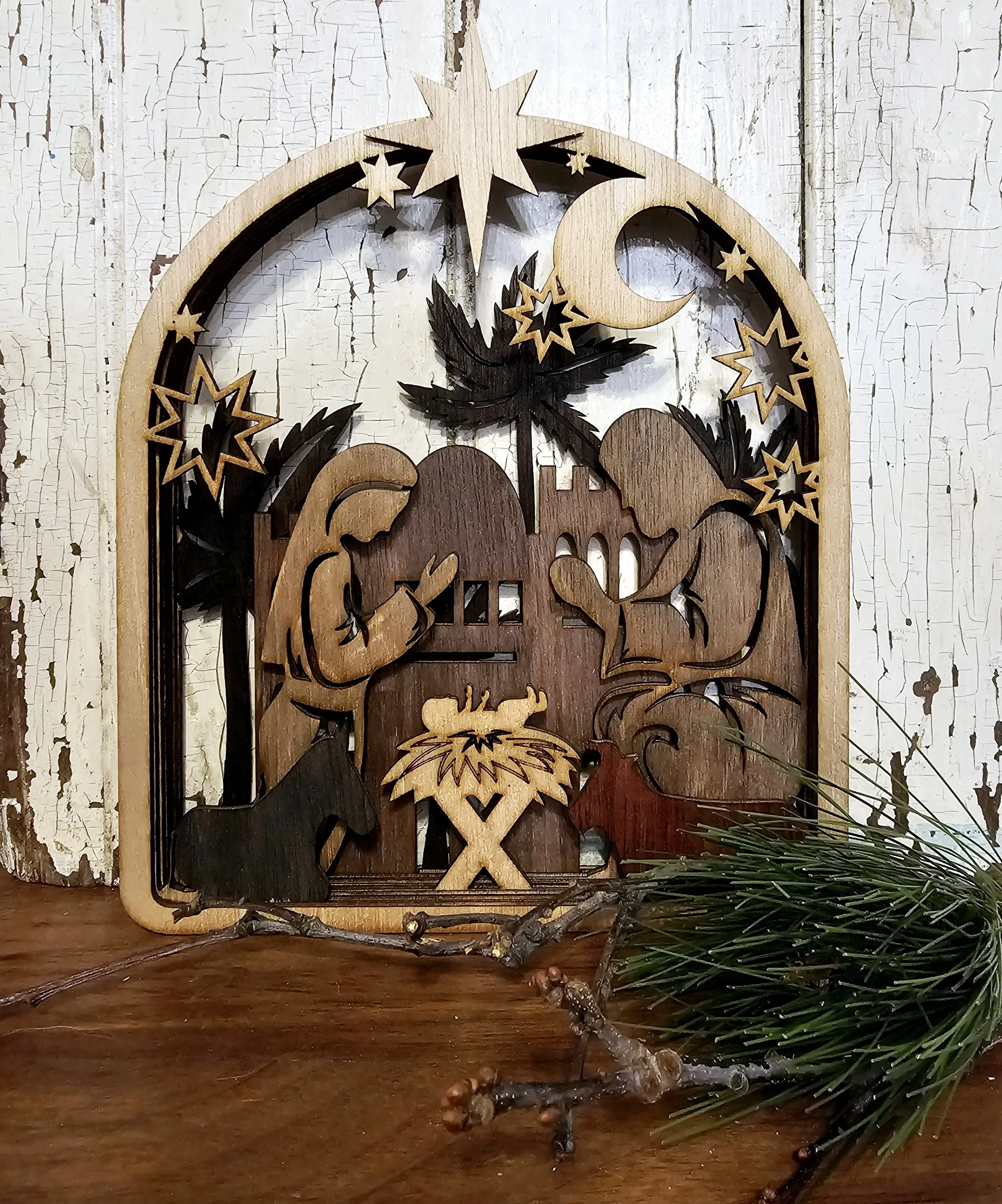 Layered Nativity Scene