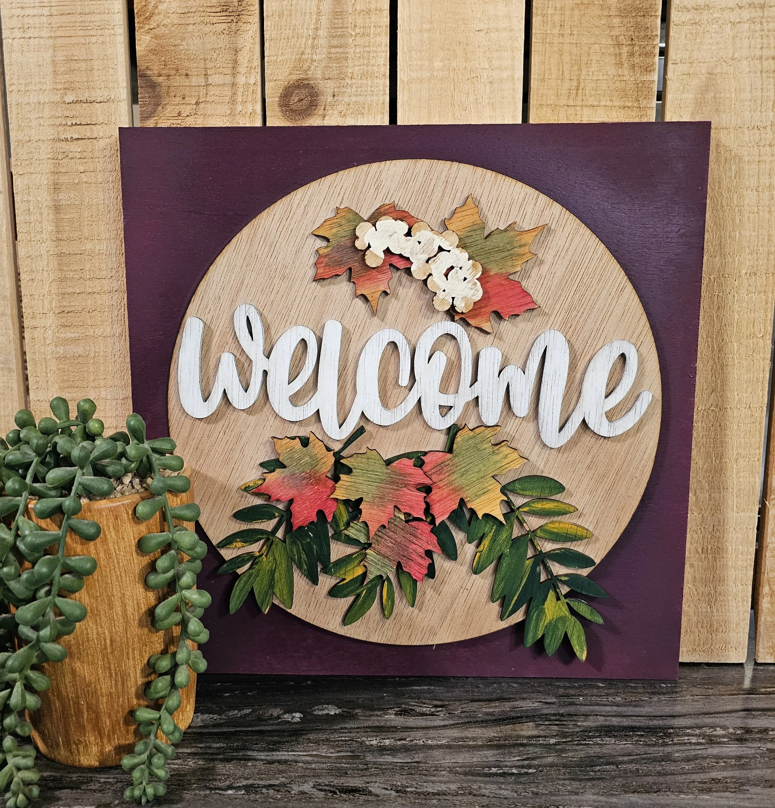 Autumn Welcome Ladder Tile