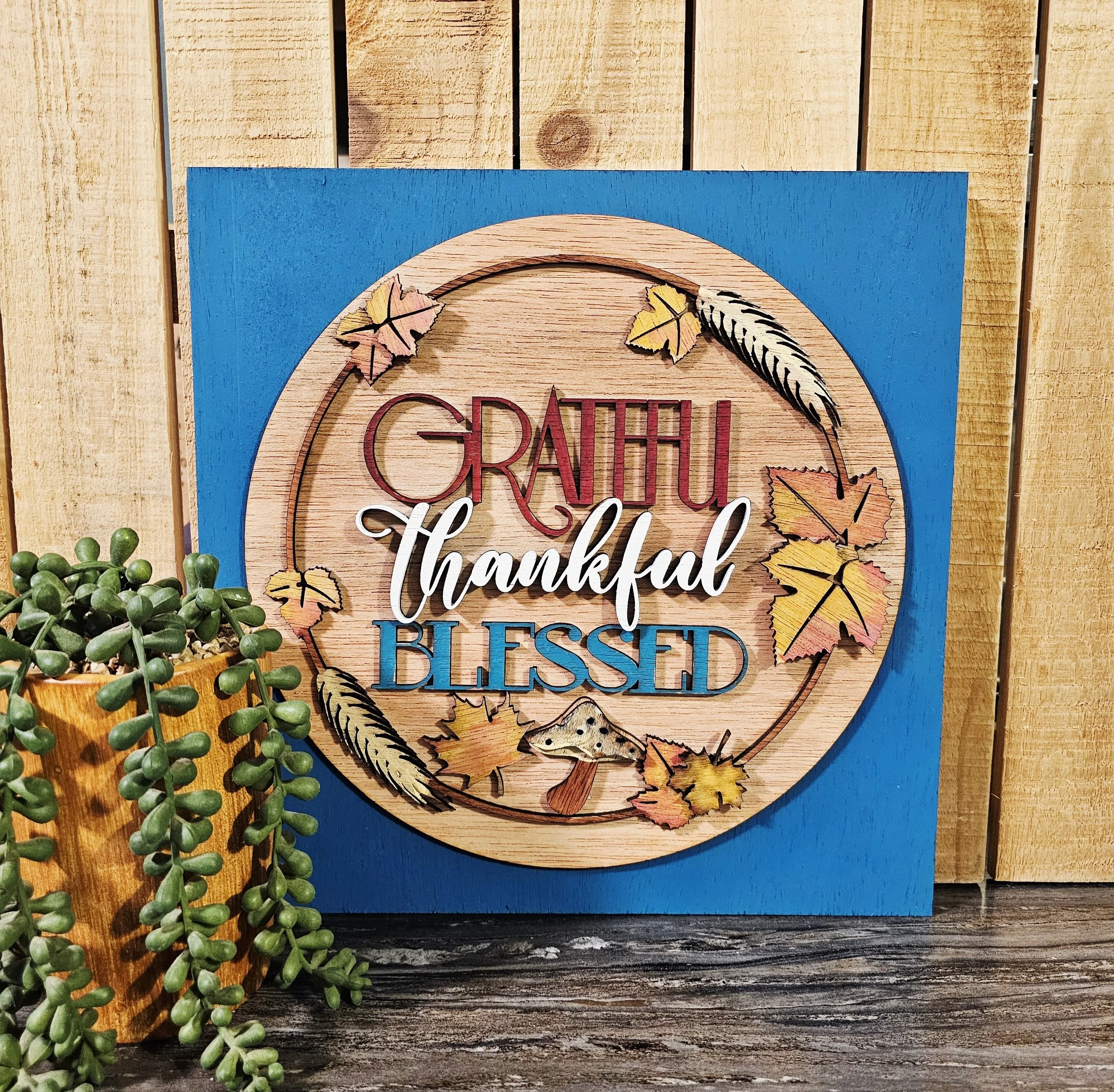 Grateful, Thankful, Blessed Ladder Tile