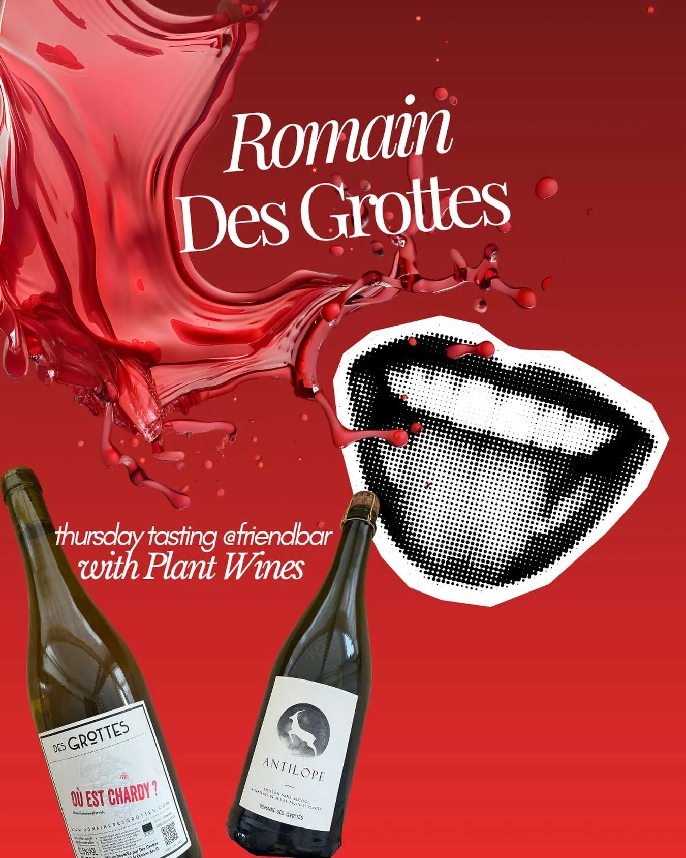 Meet the wine maker! Join us this Thursday with @romaindesgrottes and @plantwines for a fun free wine tasting from 6-8!

Domaine Des Grottes
Beaujolais, France

Tasting, 

O&ugrave; Est Chardy
100% Chardonnay

Jakkernewbie
100% Jacquere

Fran&ccedil;