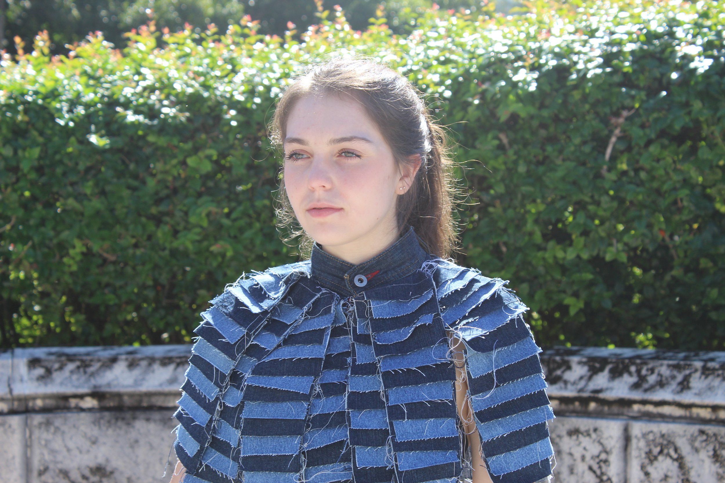 Recurring Pattern Denim Capelet