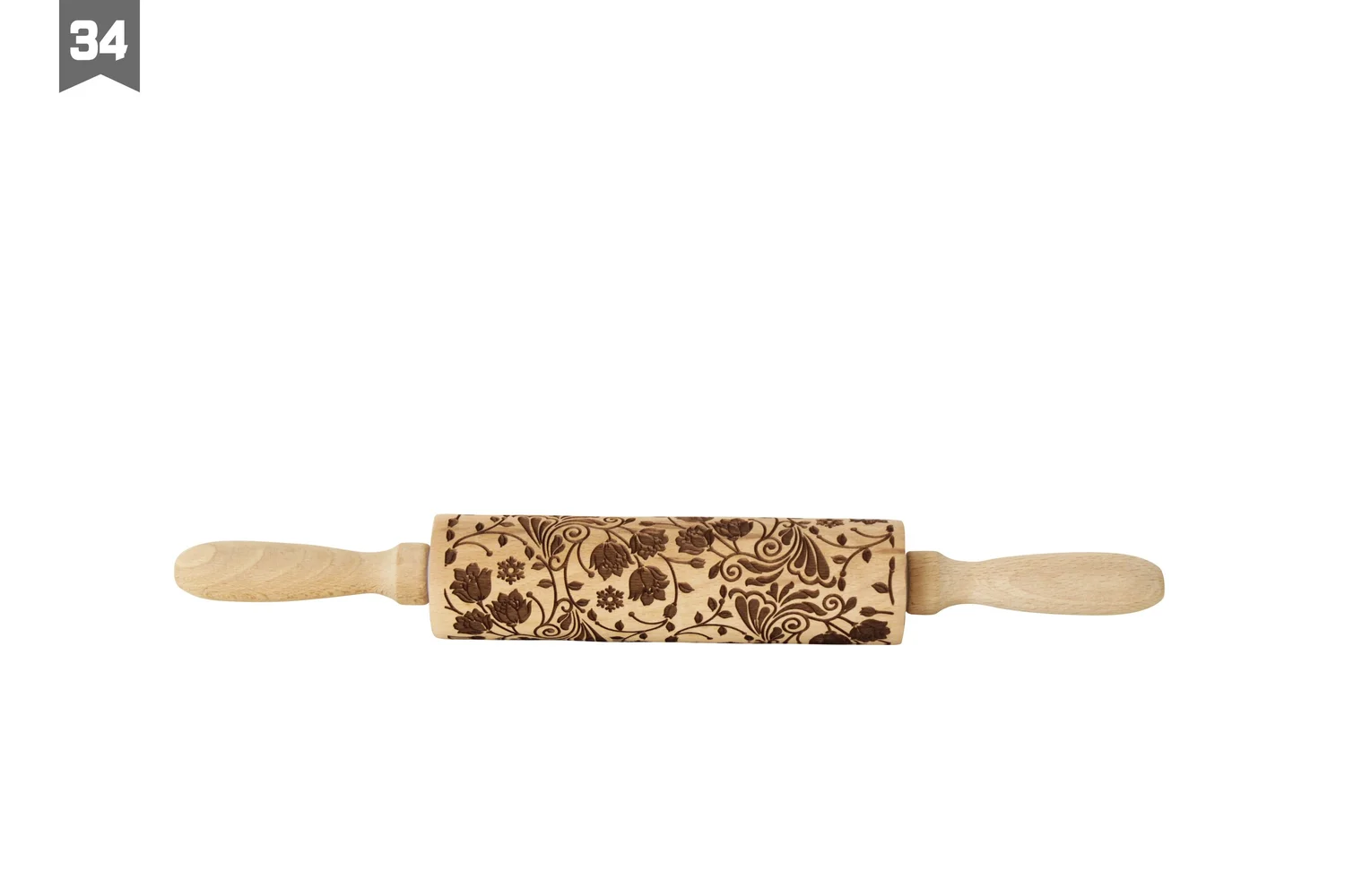 Rouleau à Pâtisserie Bois De Hêtre Gravé Motif Ornement – Cadeau Anniversaire