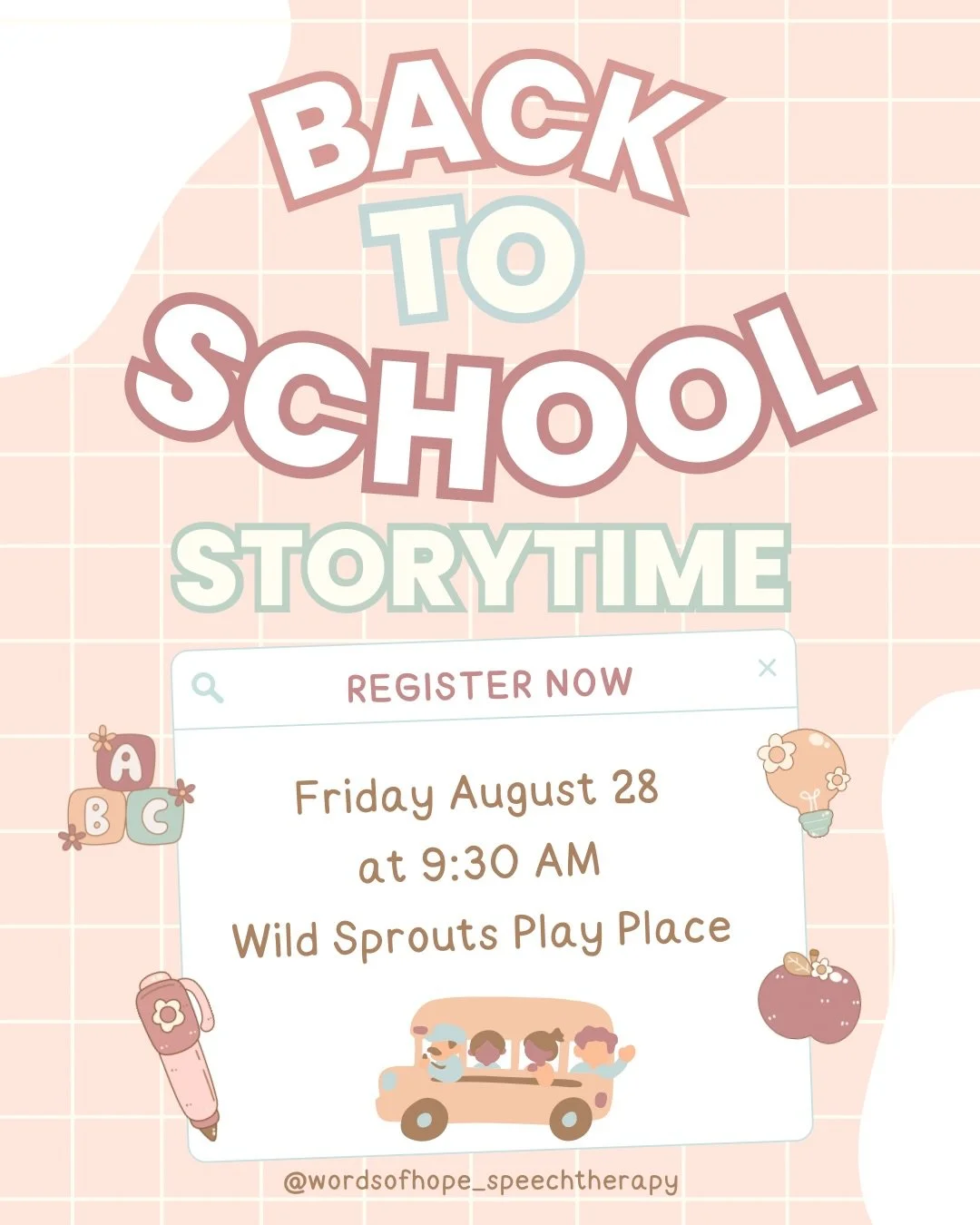 Join me at @wildsproutsplayplace this Friday for storytime! 📚🚌📝🎒👩&zwj;🏫🖍️

Link to sign up is in my bio. I can&rsquo;t wait to see you there! 

#storytime #parentchildclass #stcharlesmoms #toddleractivities