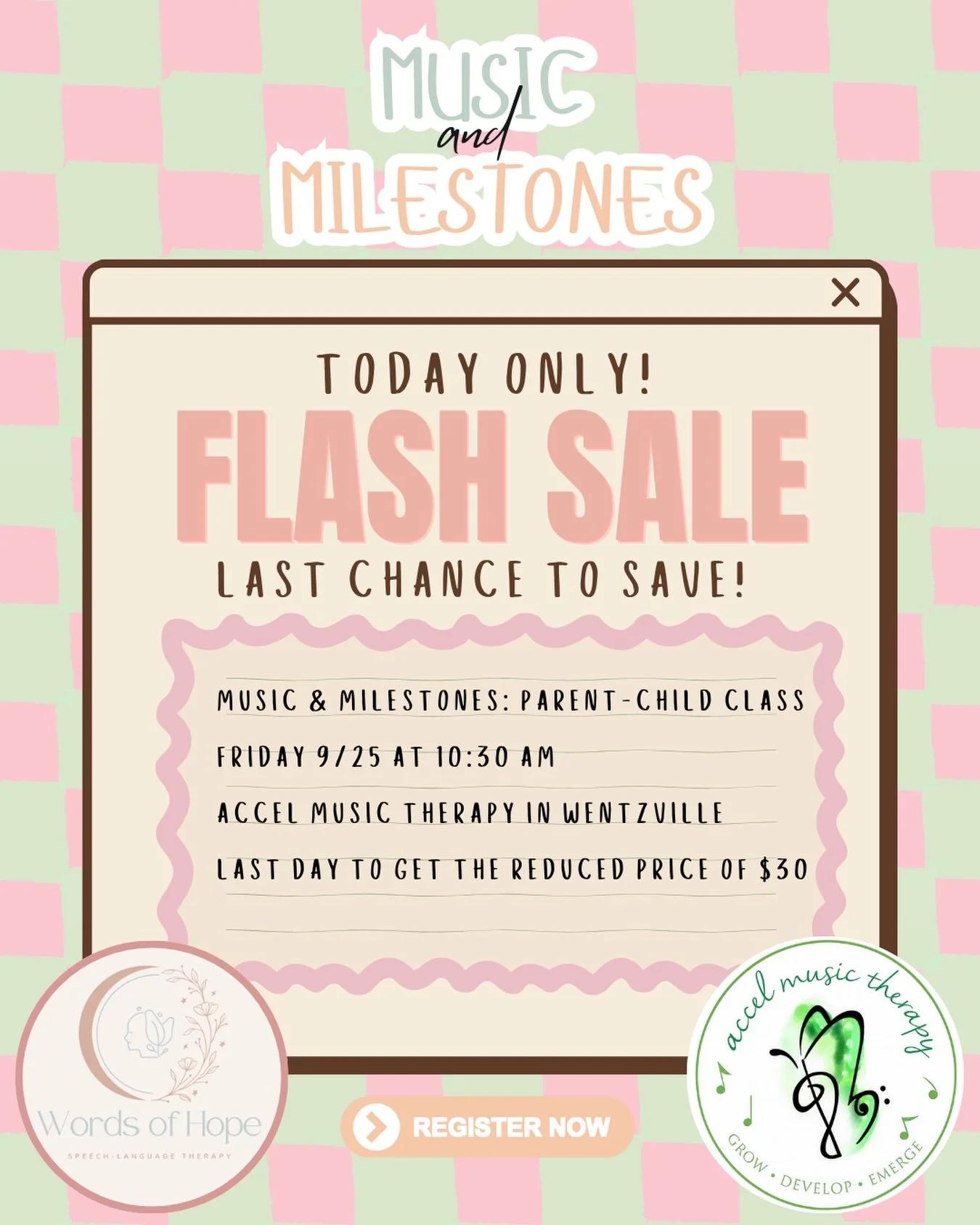 🎶 FLASH SALE! 🎶

We&rsquo;re making it a little easier to say YES to Music &amp; Milestones! 💃🫧📚

TODAY ONLY, grab your spot for $30! 🎉

Join us this Friday for a fun, interactive Music + Movement class designed for little ones ages 5 &amp; und