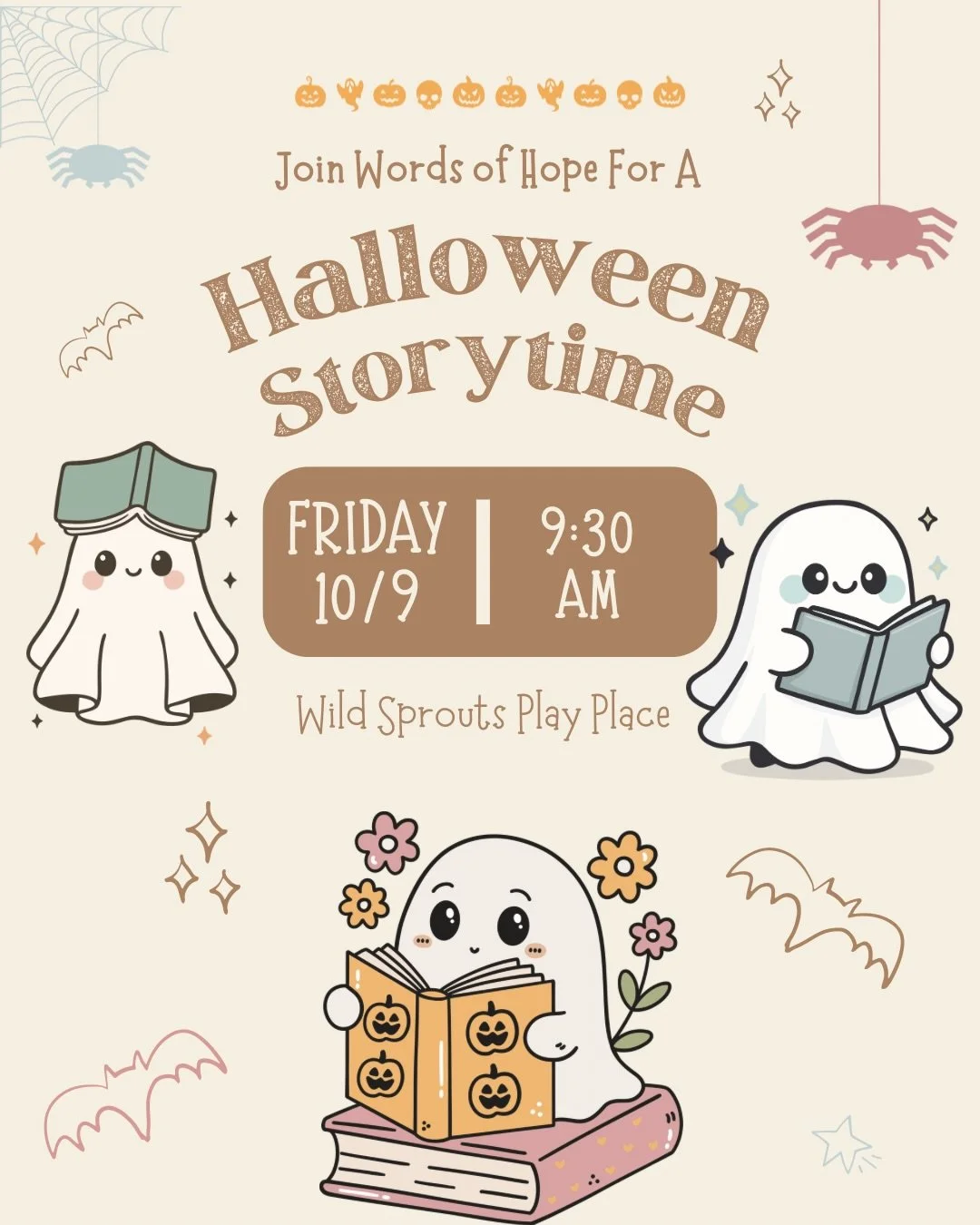 Fall weather is *kinda* here and Halloween is right around the corner! Join me for storytime this Friday to prep for the upcoming holiday with pumpkins, books, songs, and sensory bins! 

🎃 Halloween Storytime with the SLP
🗓️ Friday 10/9 at 9:30 AM
