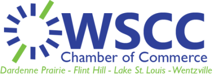 Logo of the WSCC Chamber of Commerce with text and a circular graphic in blue and green colors