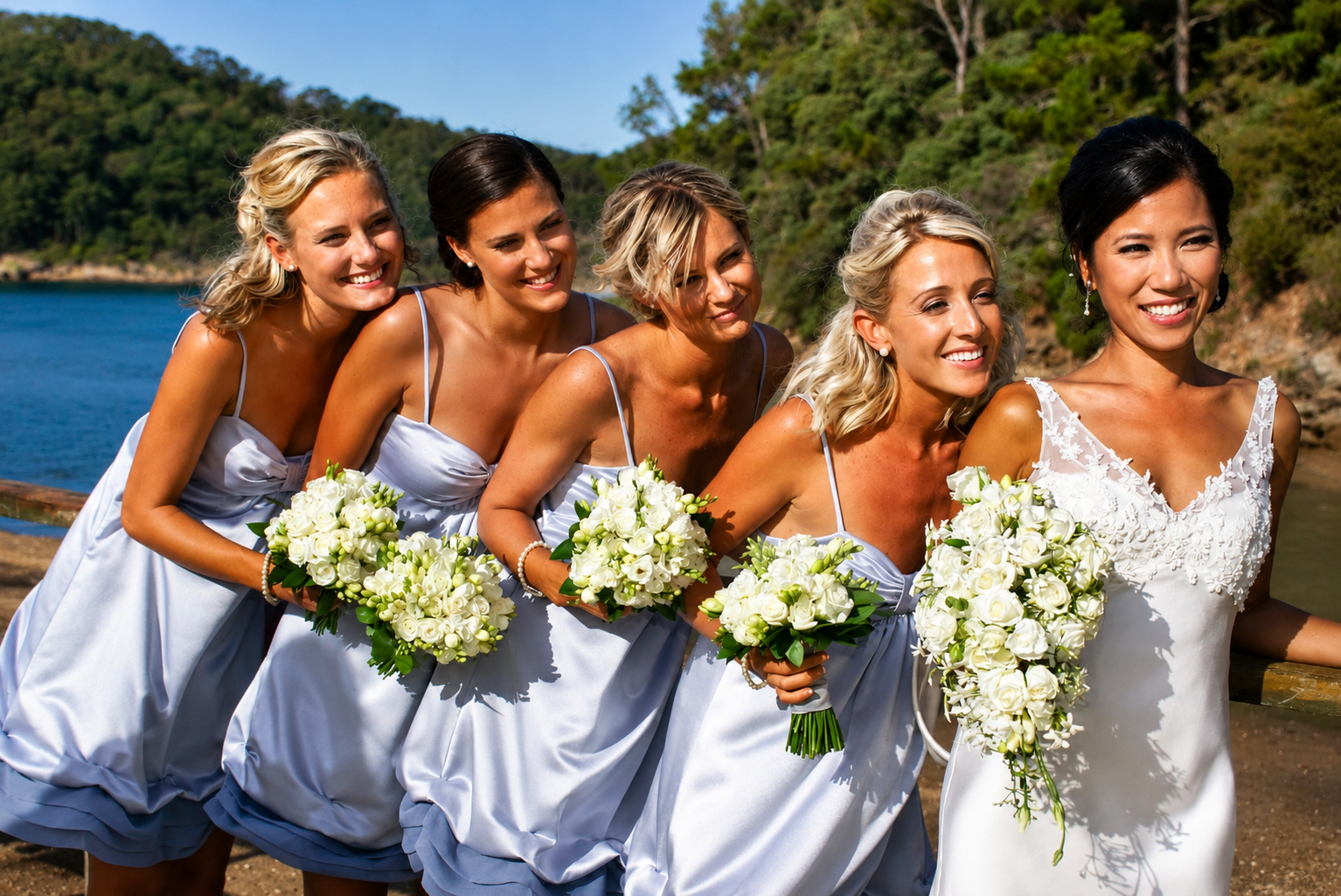 bride with bridesmaids