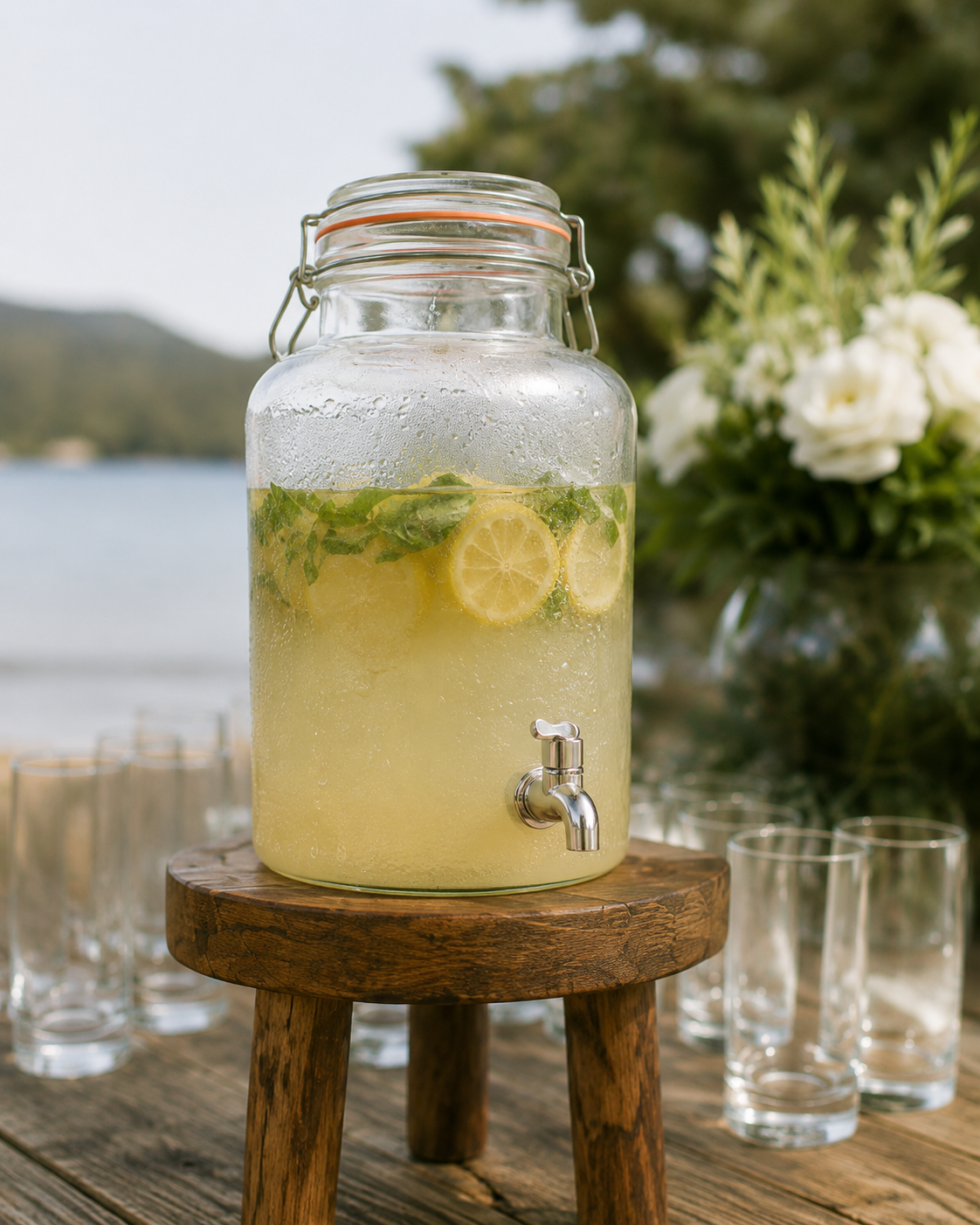 lemonade dispenser by water