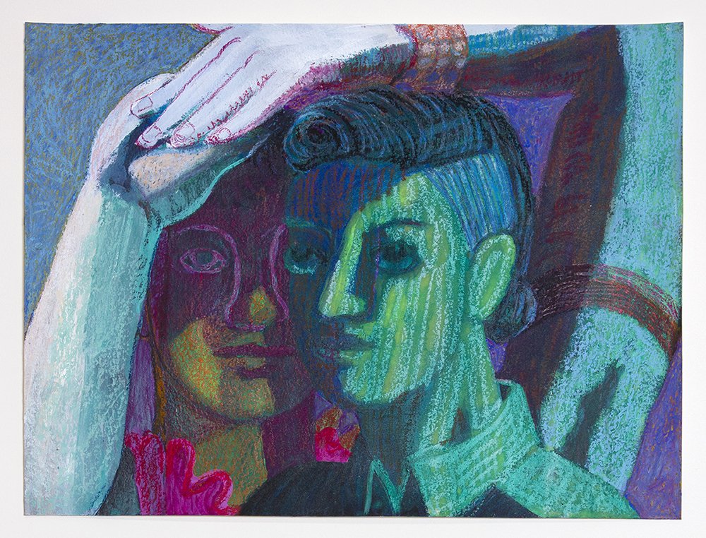   Double Portrait  10.5 in x 14 in Flashe, pastel and colored pencil on paper 2022  (private collection) 