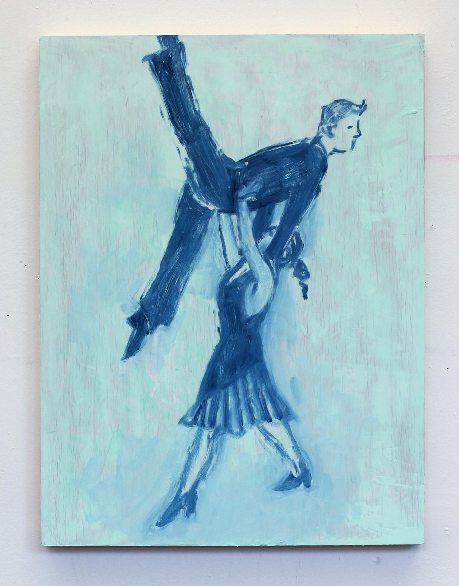   Woman Lifting Man  16 in x 12 in oil on panel 2020 