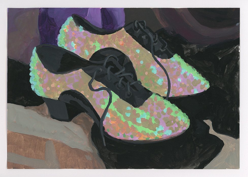   Glam Shoes  7” x 10” tempera on paper 2021 