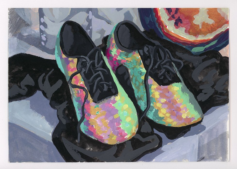   Glam Shoes 2  7” x 10” flashe on paper 2021 
