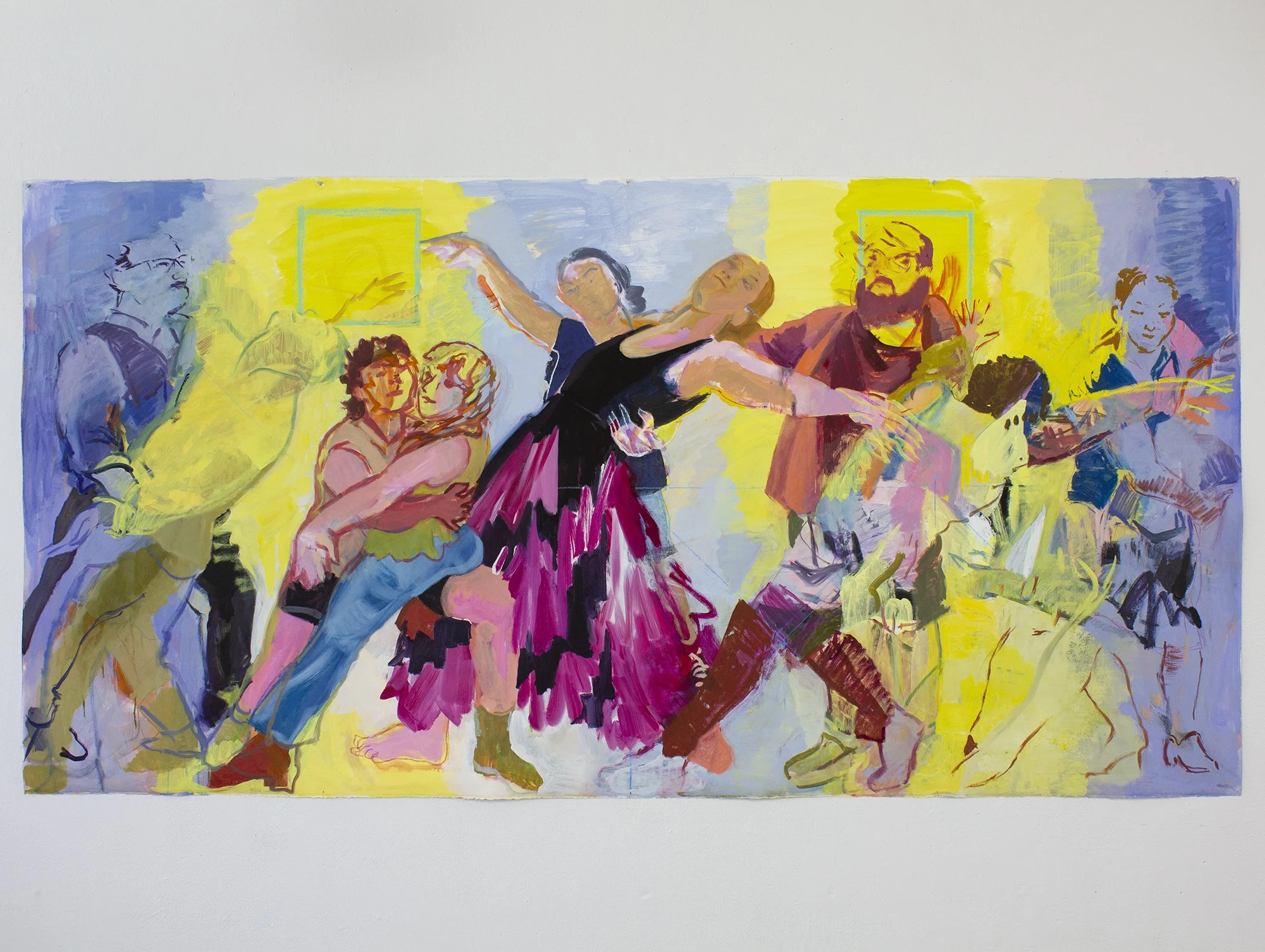   Double Square / Byrdcliffe Dancers  2025 oil on paper 42 × 84 in 