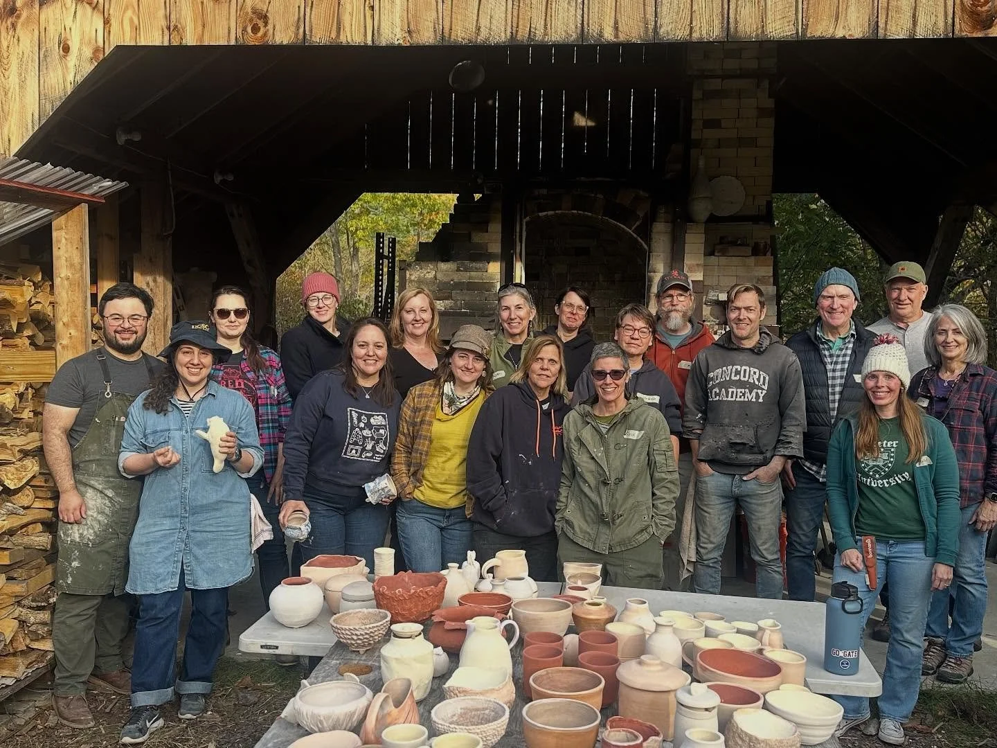 The Wood/Soda crew from @theclayschool with Ben Eberle @bqeberle loading up the Karma Kiln today in Shelburne Falls, MA