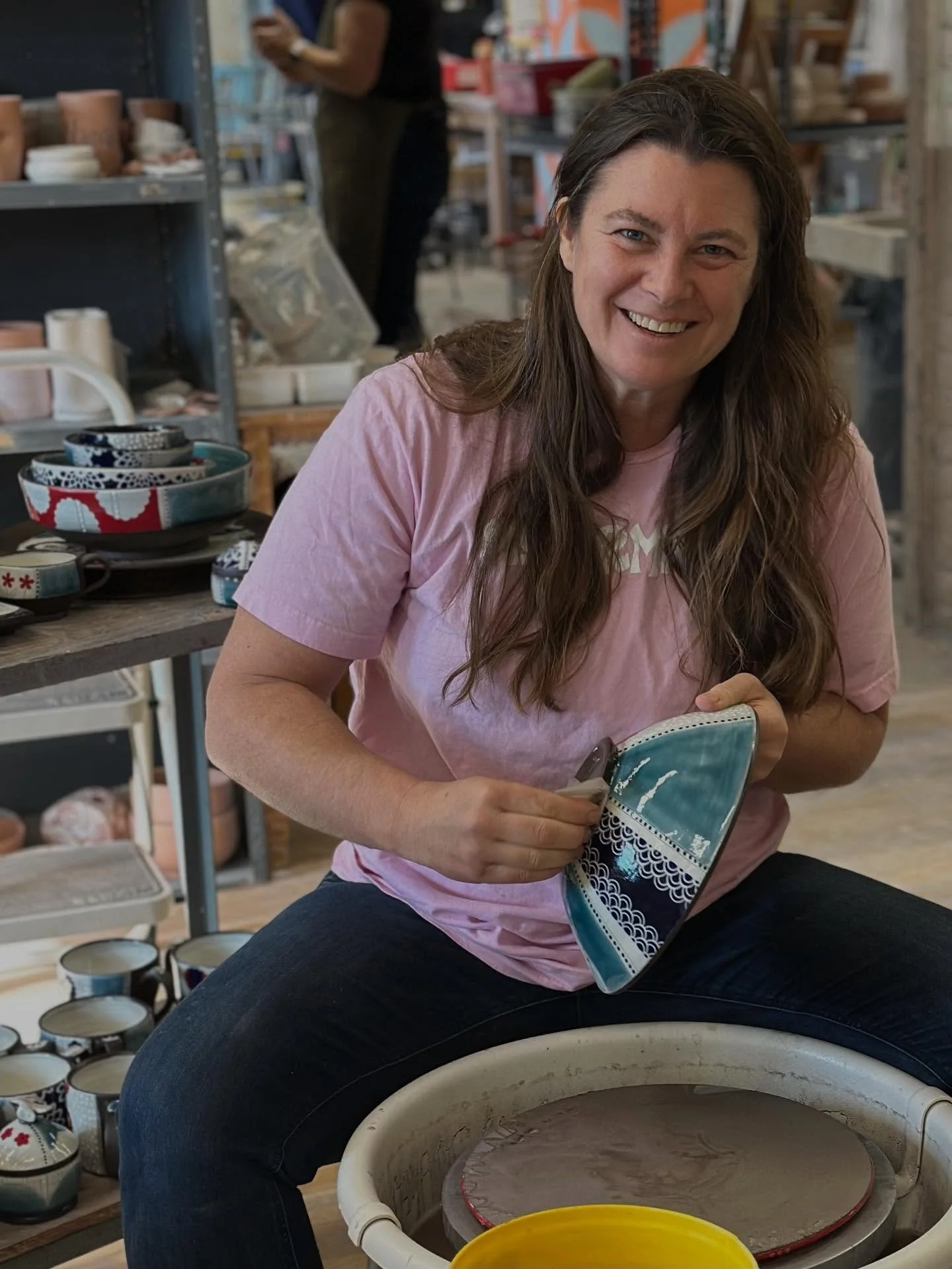 Kirsten is sanding away for this weekend&rsquo;s Open Studios!!! @lp.openstudios @theclayschool 
Saturday 10-5
Sunday 11-4
271 Western Ave Lynn, MA

#openstudios #lydiapinkhamopenstudios #theclayschool #lynnma #lynnmass #lynnmassachusetts #potteryofi