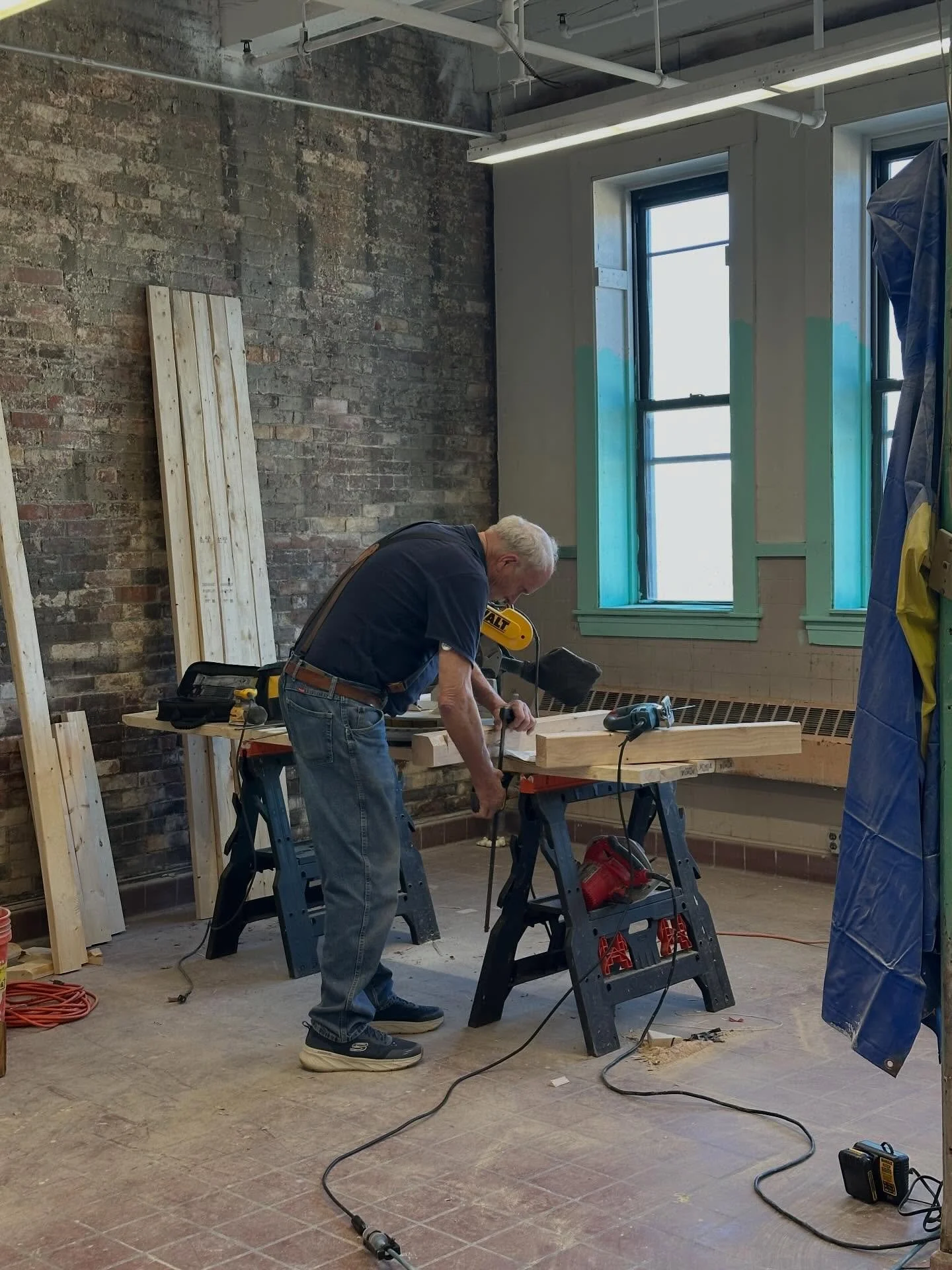 Time to make tables and start really turning this into a pottery studio again! 

It was the former studio of the Pinkham Pottery guys, 4 potters who started in the 70&rsquo;s. They have all passed away but I think they would be proud of all the work 