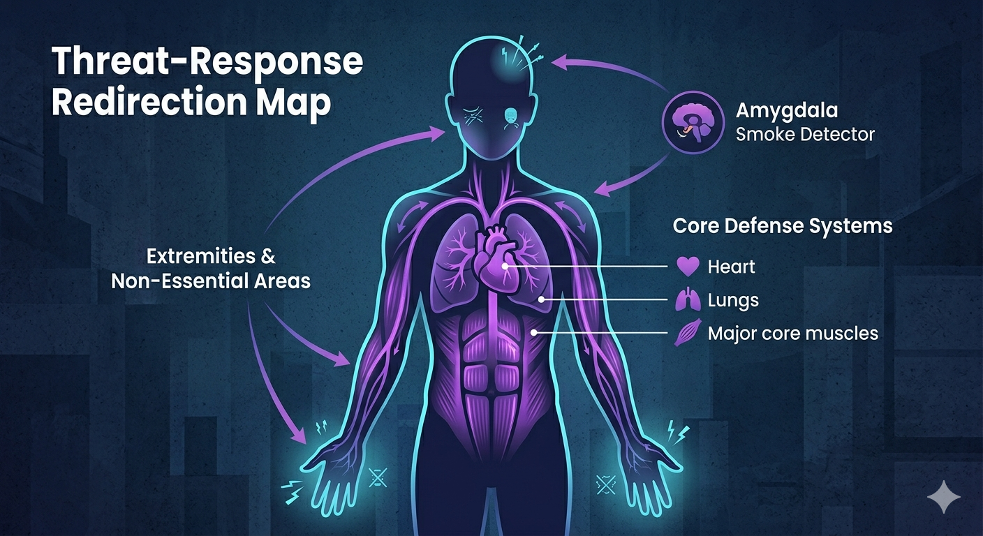 A biological diagram illustrating the human "fight-or-flight" response.