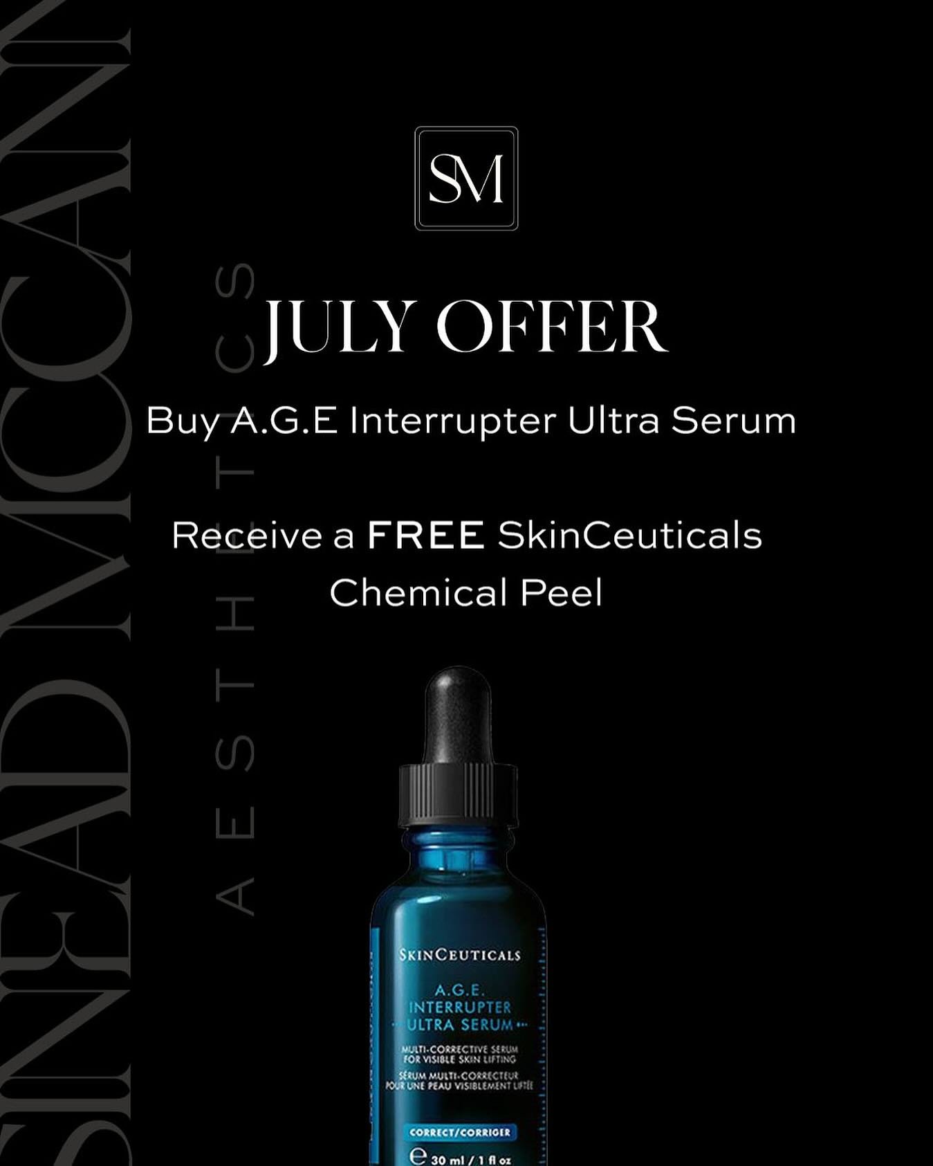 To celebrate the launch of the new @skinceuticals A.G.E Interrupter ultra serum, receive a free SkinCeuticals chemical peel with purchase.
This new serum is formulated to
💫 Visibly lift the jawline, cheeks and forehead
💫 Reduce deep wrinkles
💫