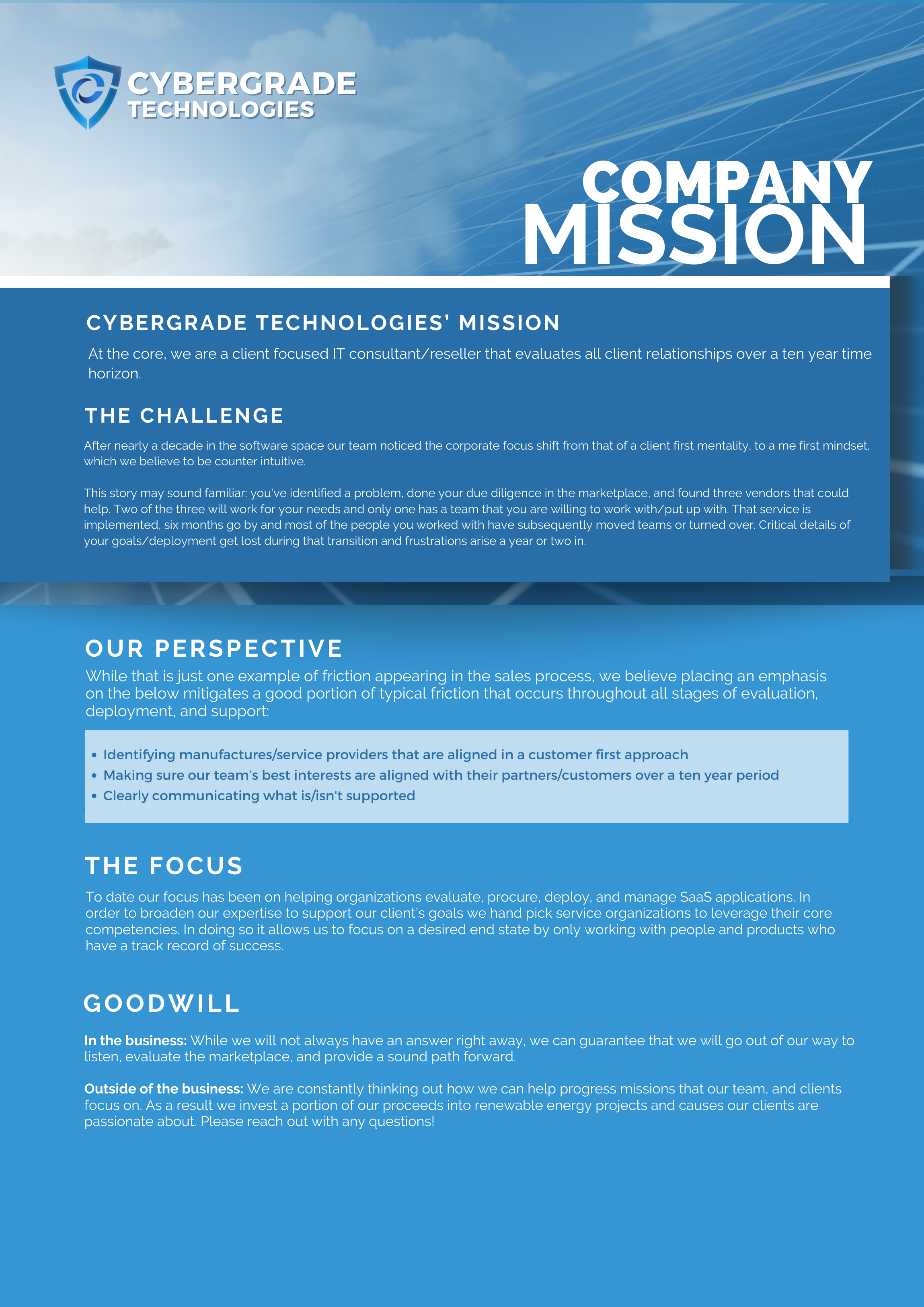 Mission Statement — CyberGrade Technologies