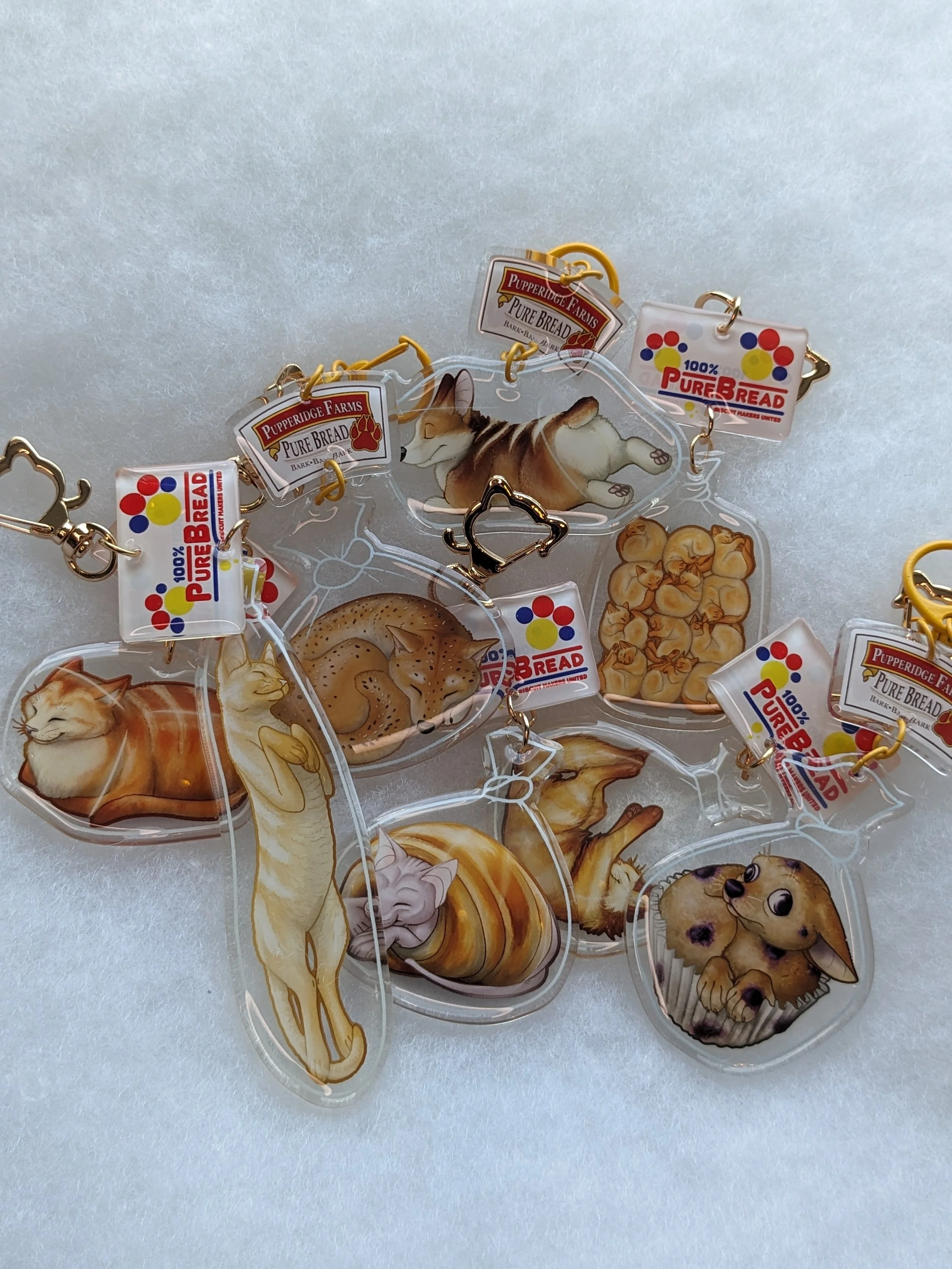 Cat and Dog Loaf Keychains