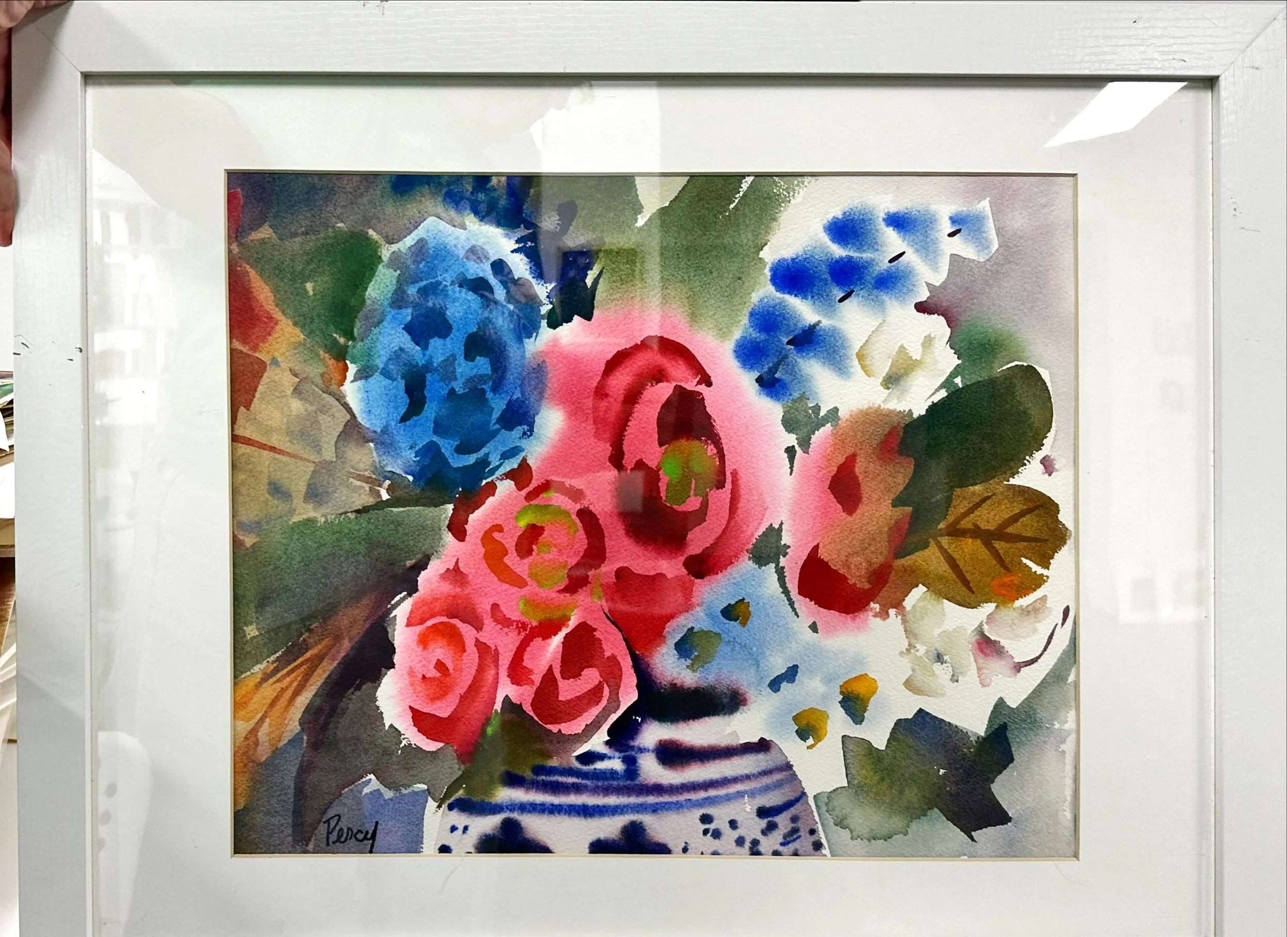 Pat Percy "Delft Pot with Flowers"