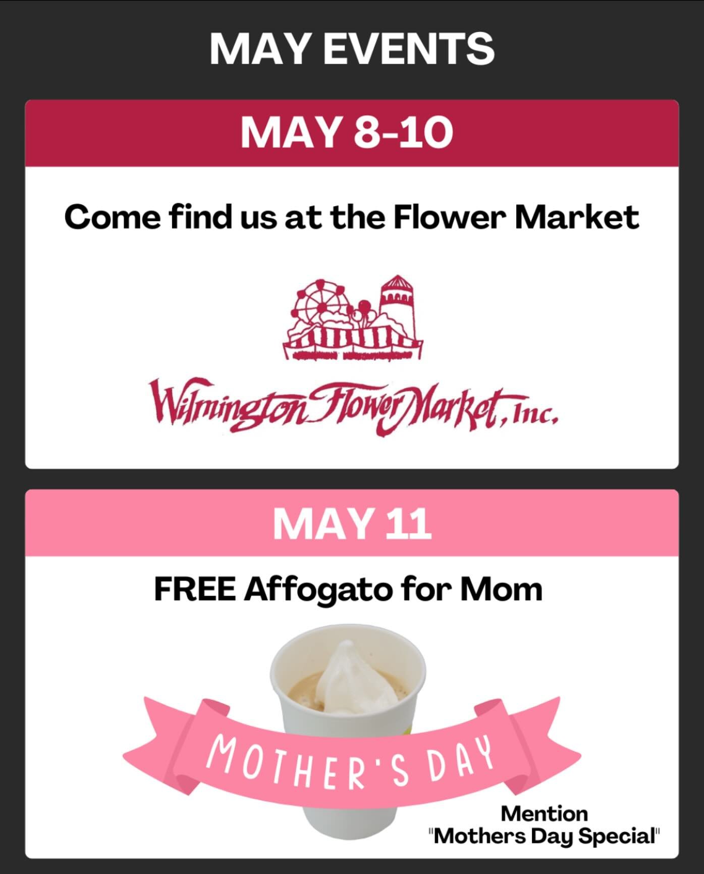 Flower market will include Lemon & Strawberry Banana water ice. Also serving @nickspizza302 tomato pies and Philly pretzels.