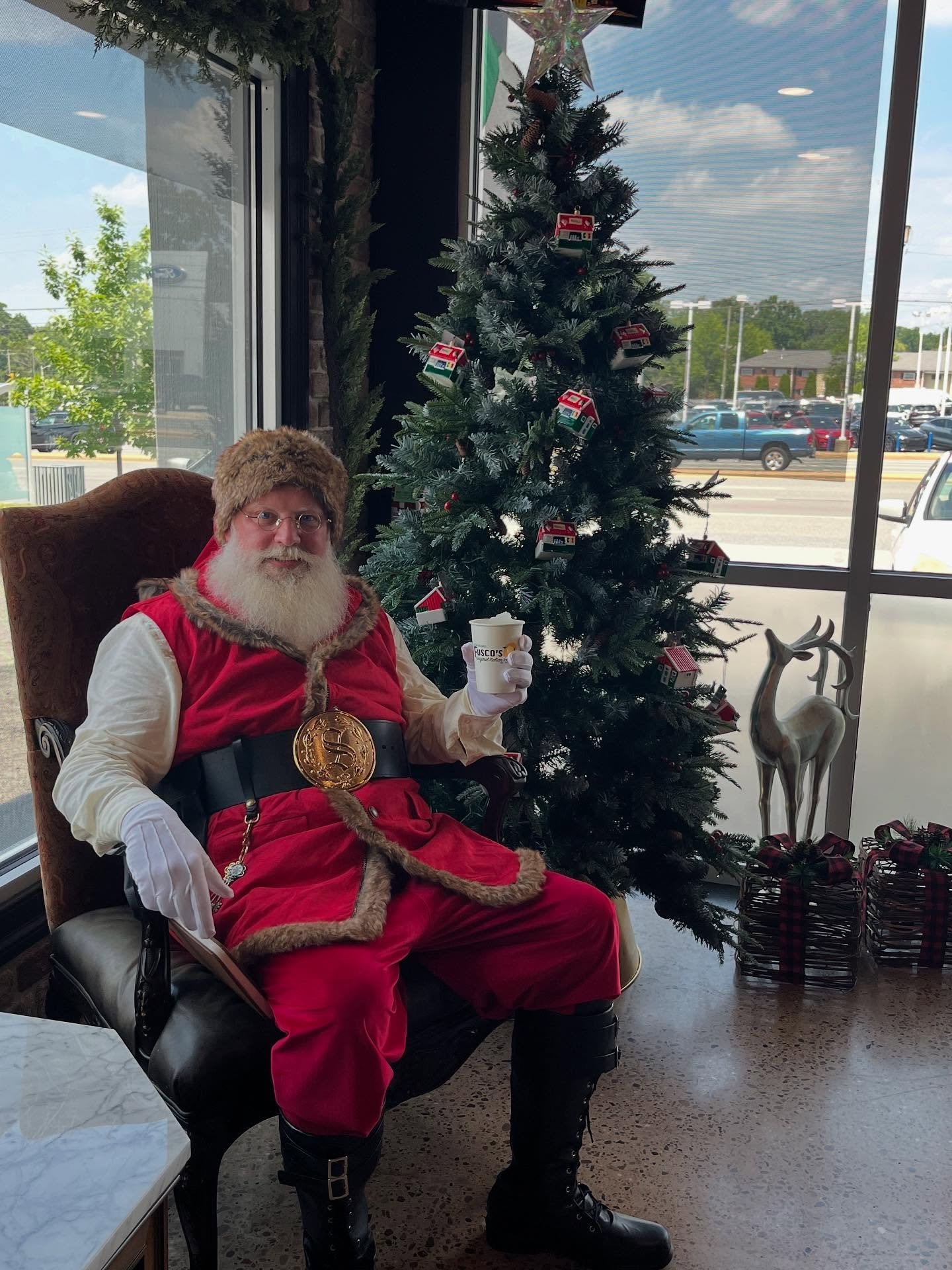 Look who made an appearance today! Santa is ready for July 20th’s Christmas in July at Fusco’s.
