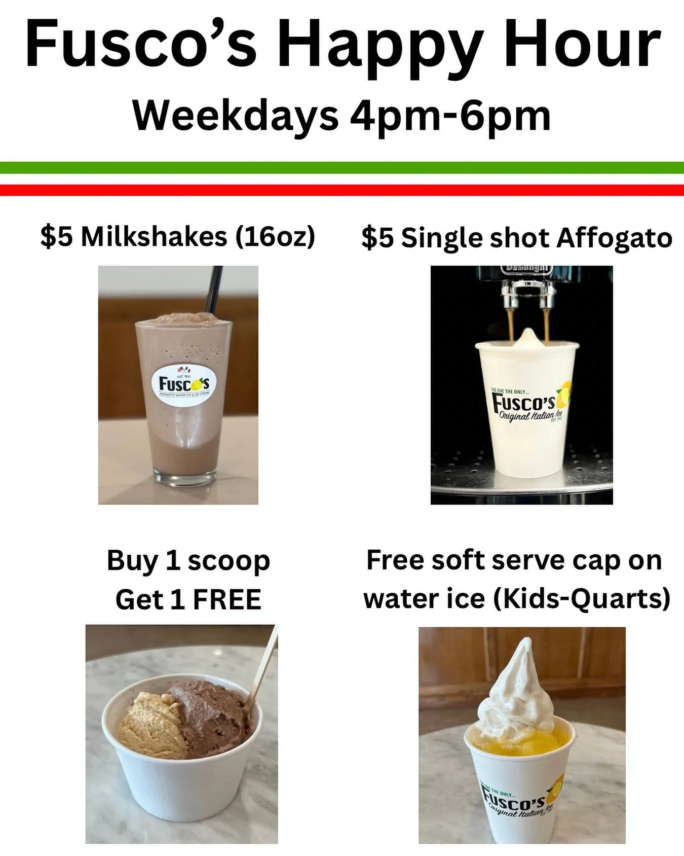 After school or work, stop in for Fusco&rsquo;s Happy Hour and take advantage of some great specials!!!!! 

3926 Kirkwood Highway
Wilmington DE