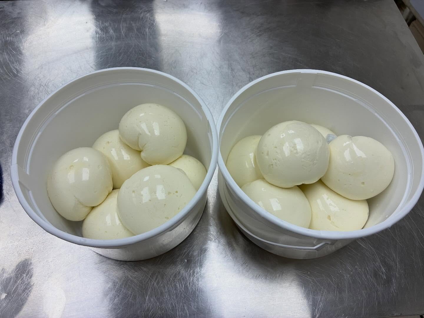 Large Mozzarella order this AM. More available in store today. Fresh and warm. 
Slightly less salted today due to parties request.