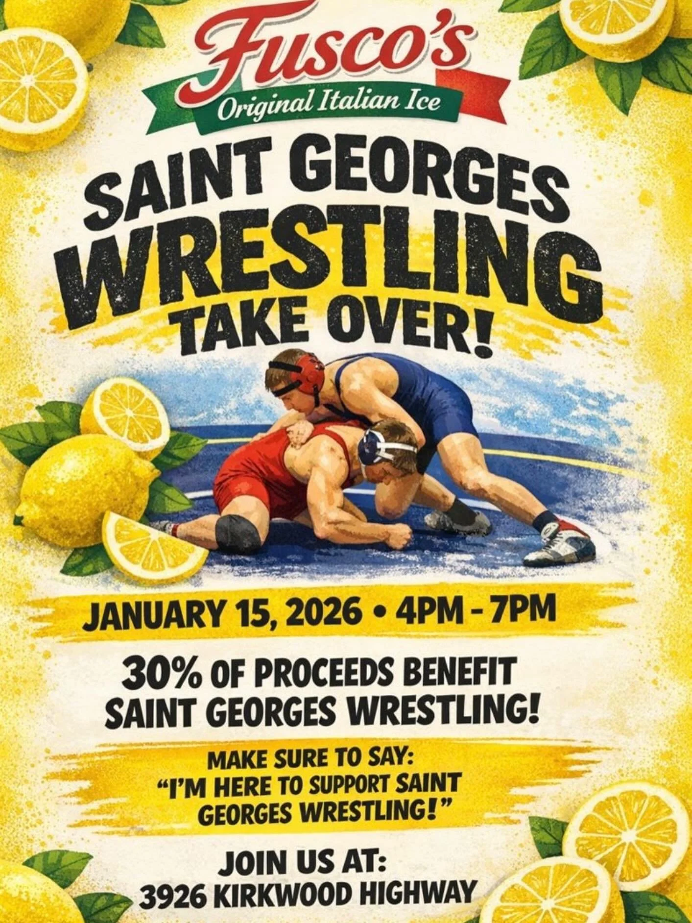 Come out and support St. George&rsquo;s wrestling team Ja 15th!